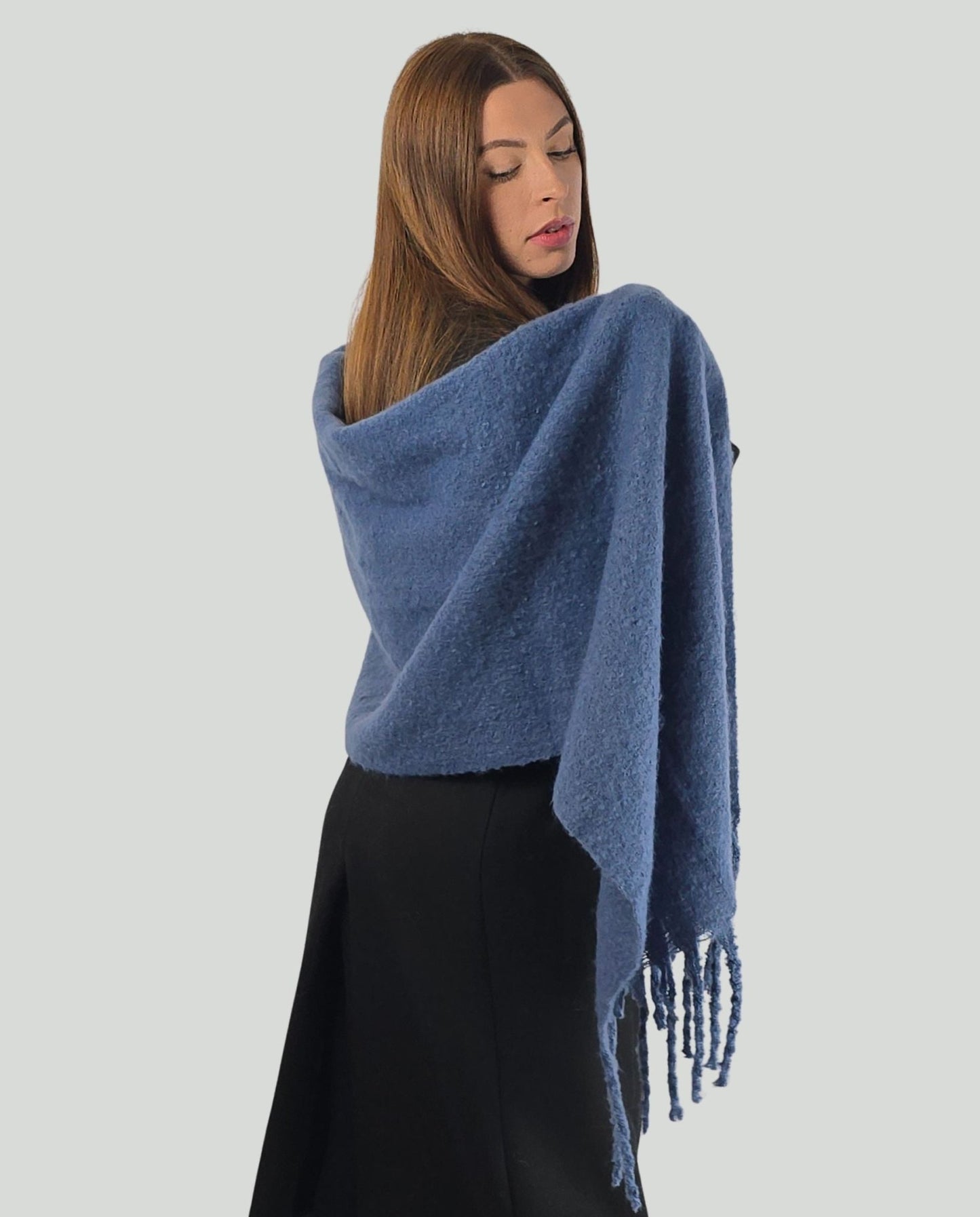 Sciarpa frange blu - Soho Moda Mare