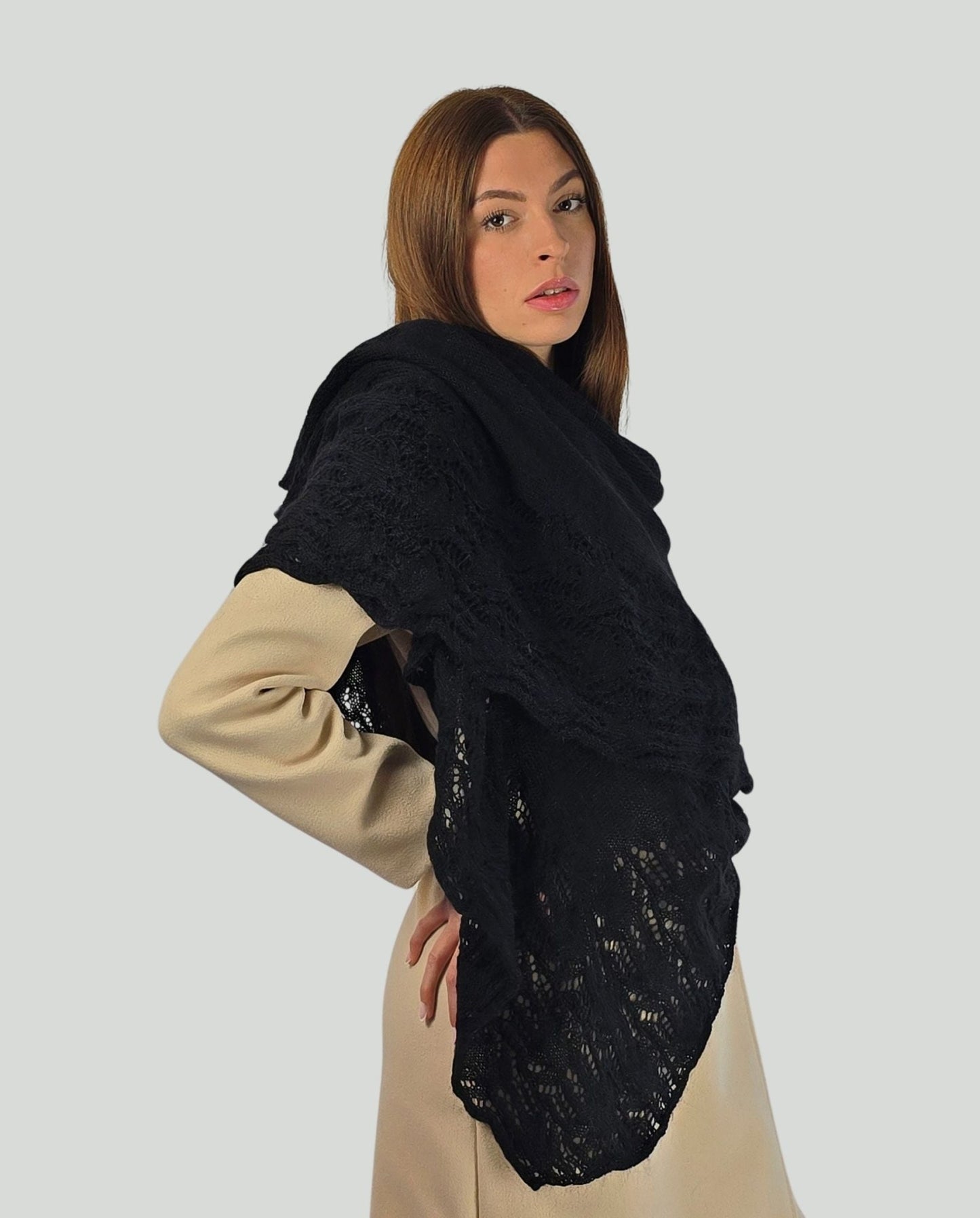 Stola Mohair nero - Soho Moda Mare