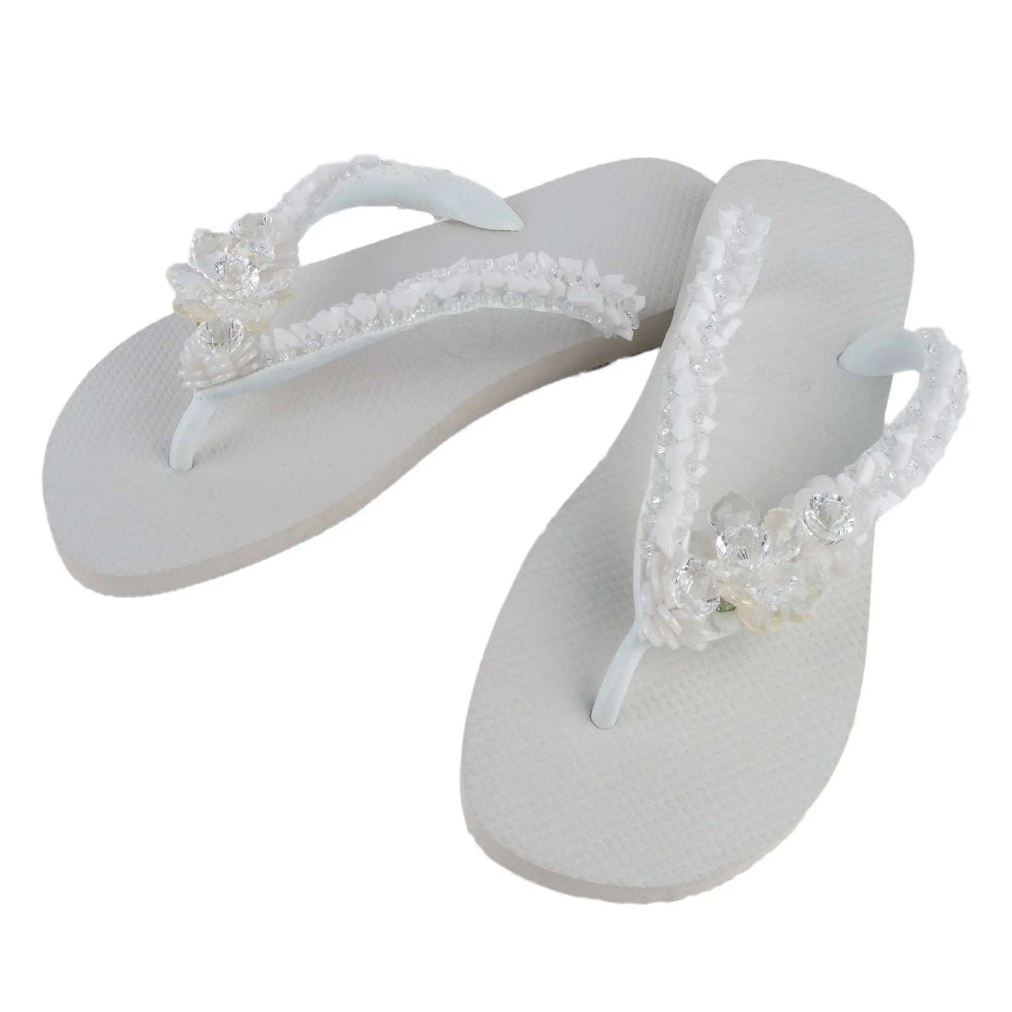 White Infradito Havaianas sandals with hand-embroidered precious stones, size 41/42