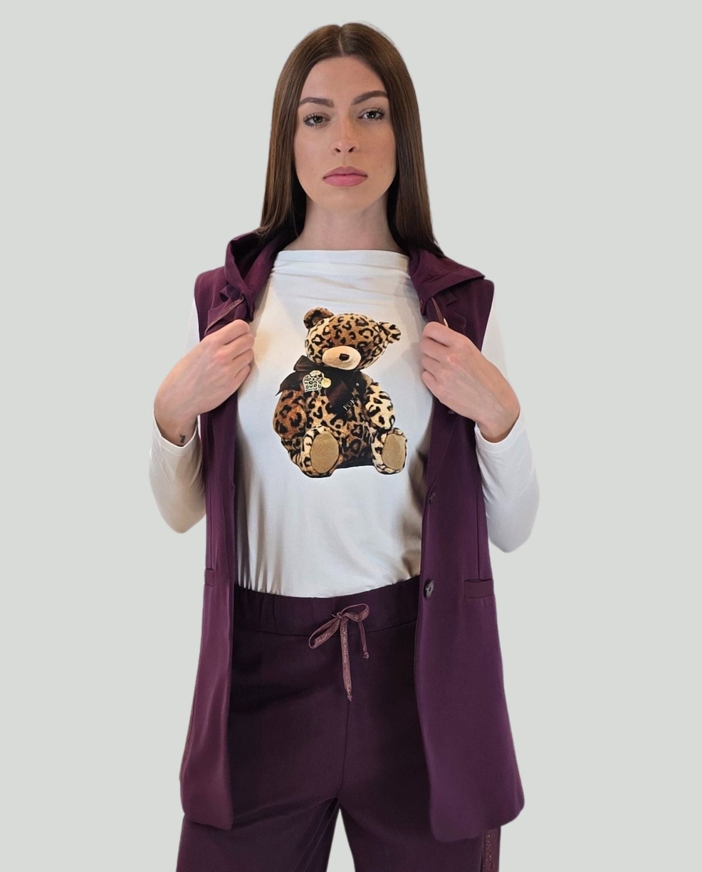 Gilet cappuccio borgogna - Soho Moda Mare