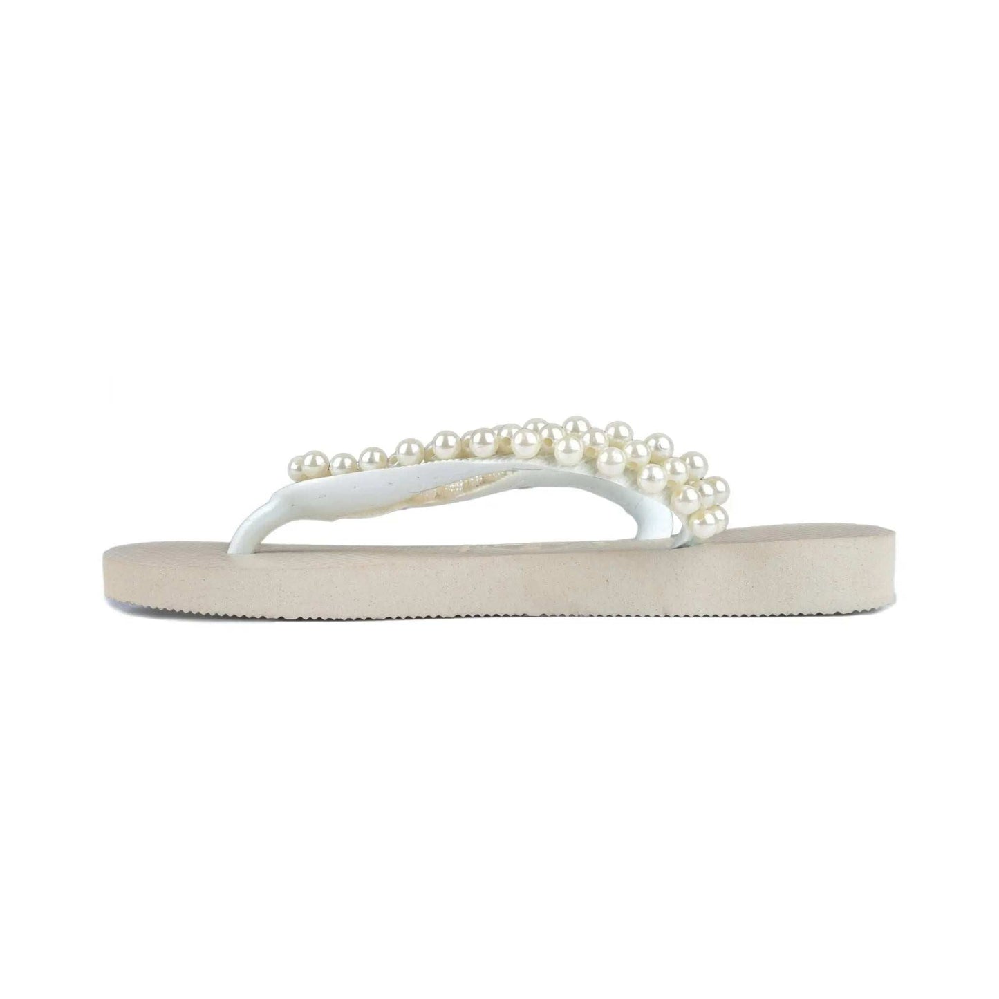 Infradito Havaianas bianco con perle bianche ricamate a mano taglia 37/38