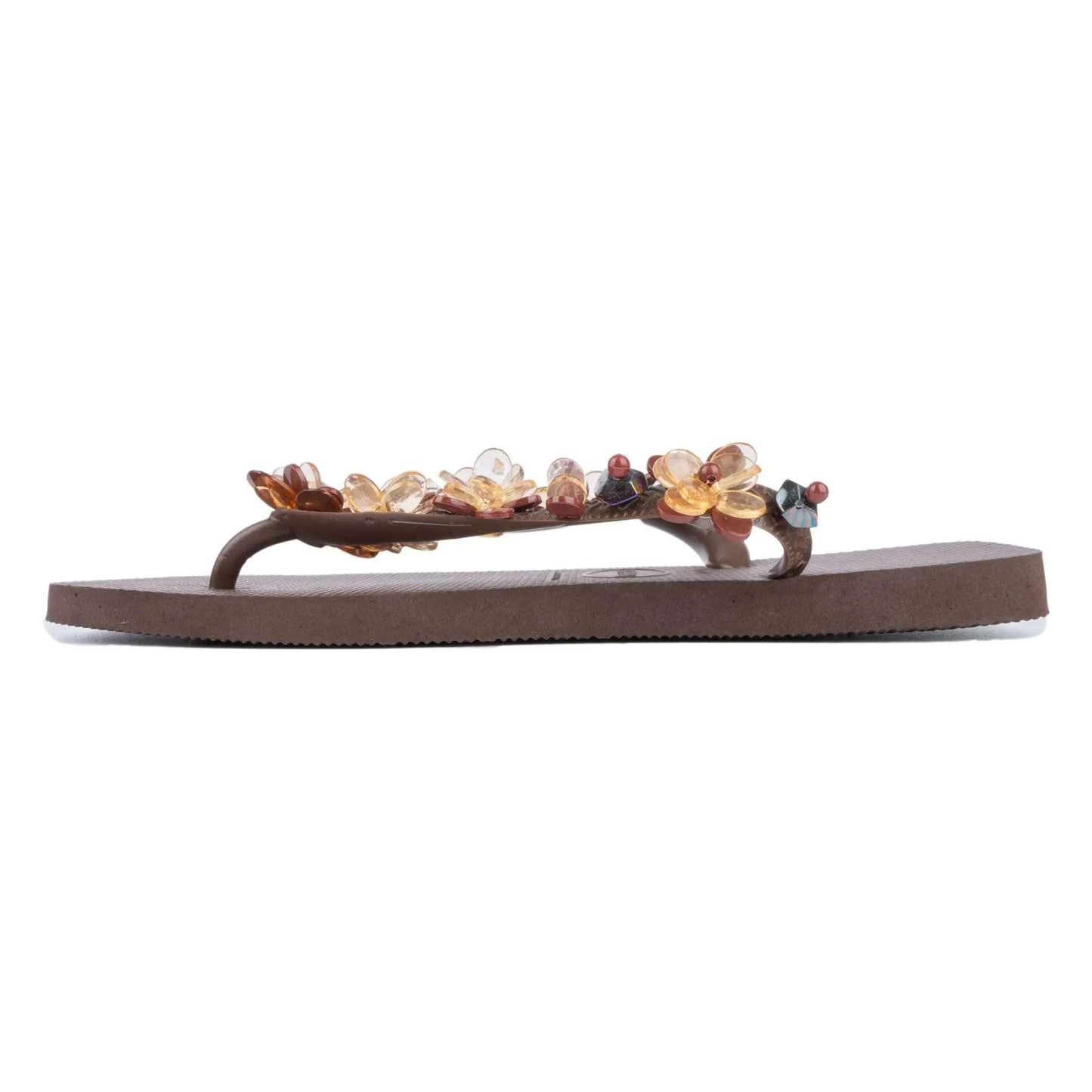 Brown Infradito Havaianas flip-flop with hand-embroidered precious stones size 41/42