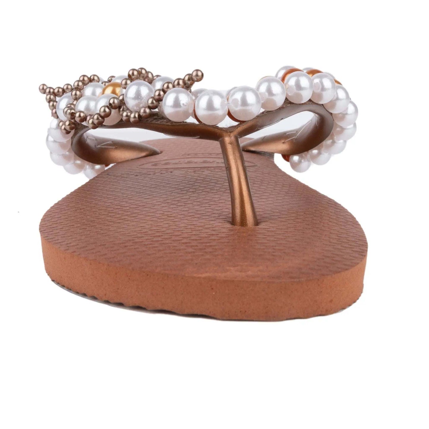 Infradito Havaianas Ferrugine with hand-embroidered white and gold pearls size 37/38