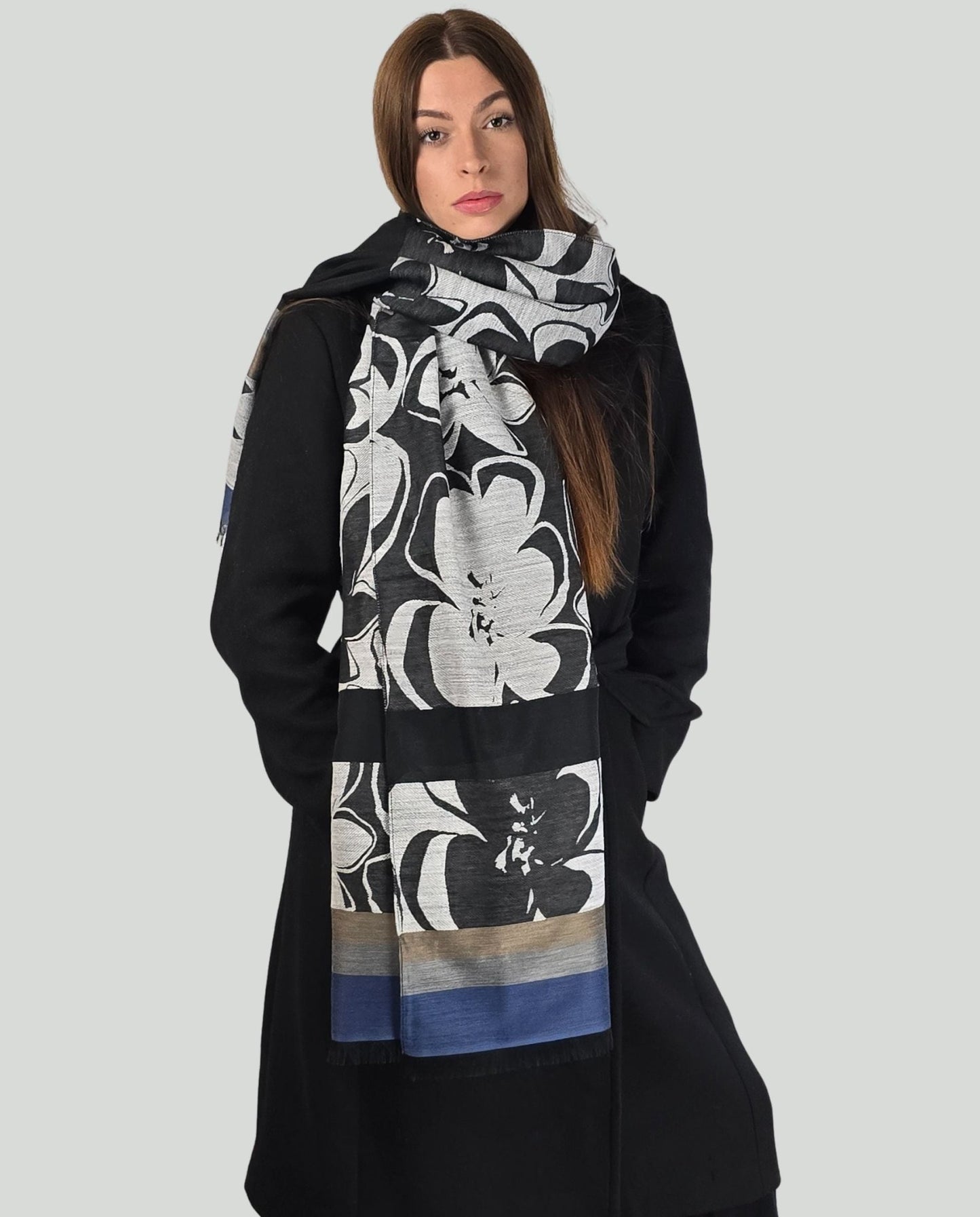 Stola Fant.Grigio/Nero/Blu - Soho Moda Mare