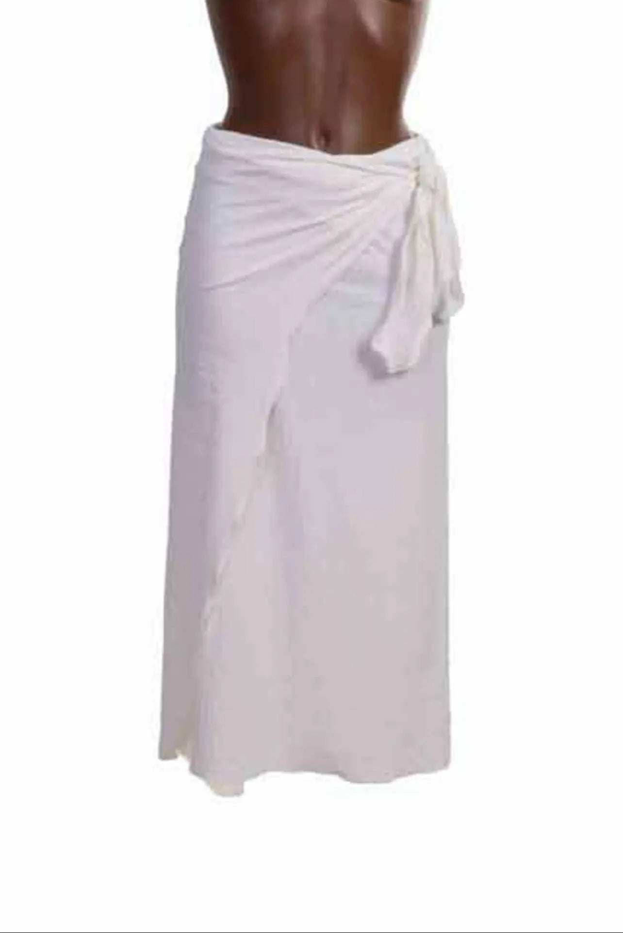 Gonna pareo midi bianca in tessuto operato elegante