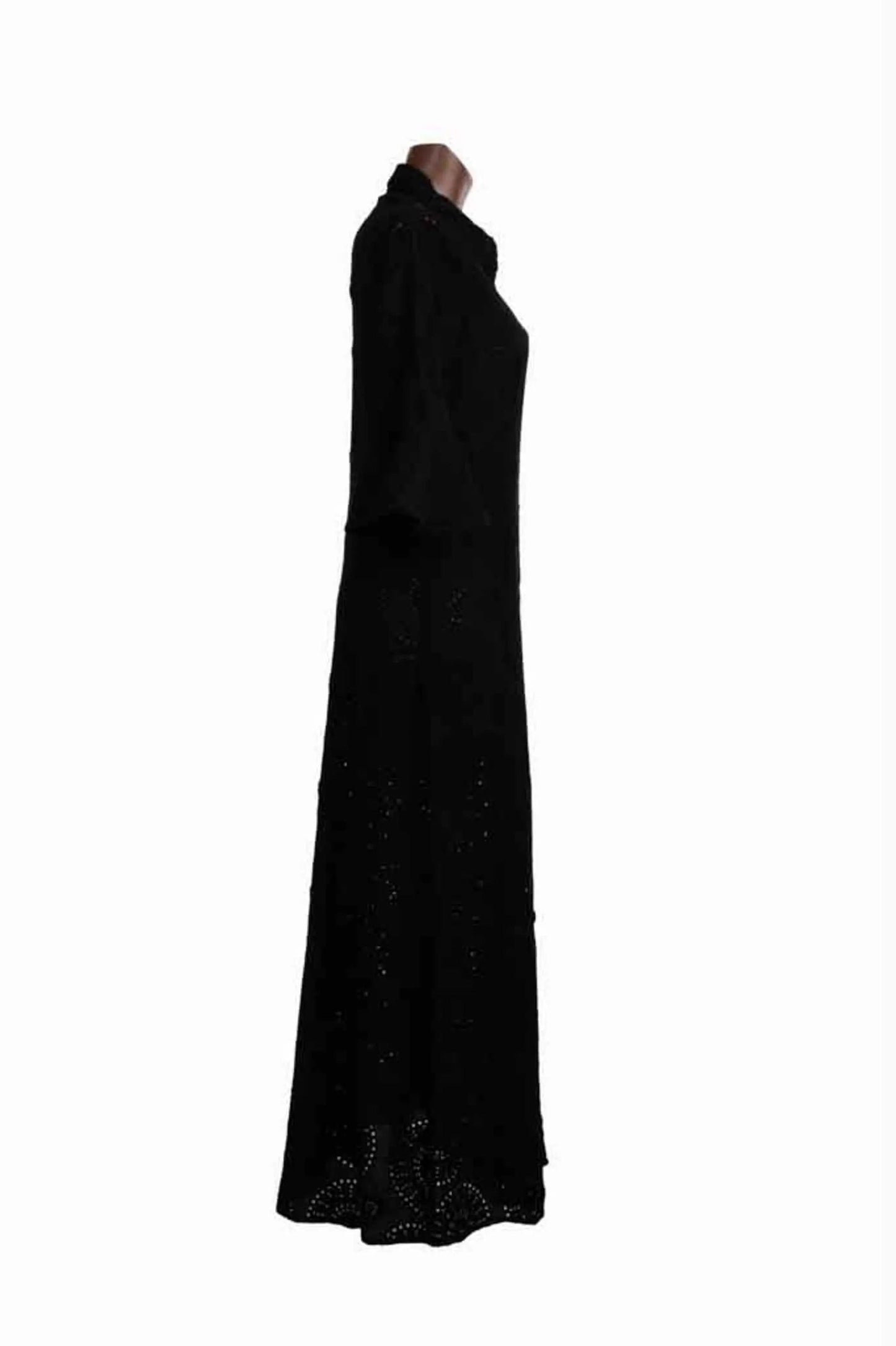 Chemisiere nero lungo elegante da donna modello laterale