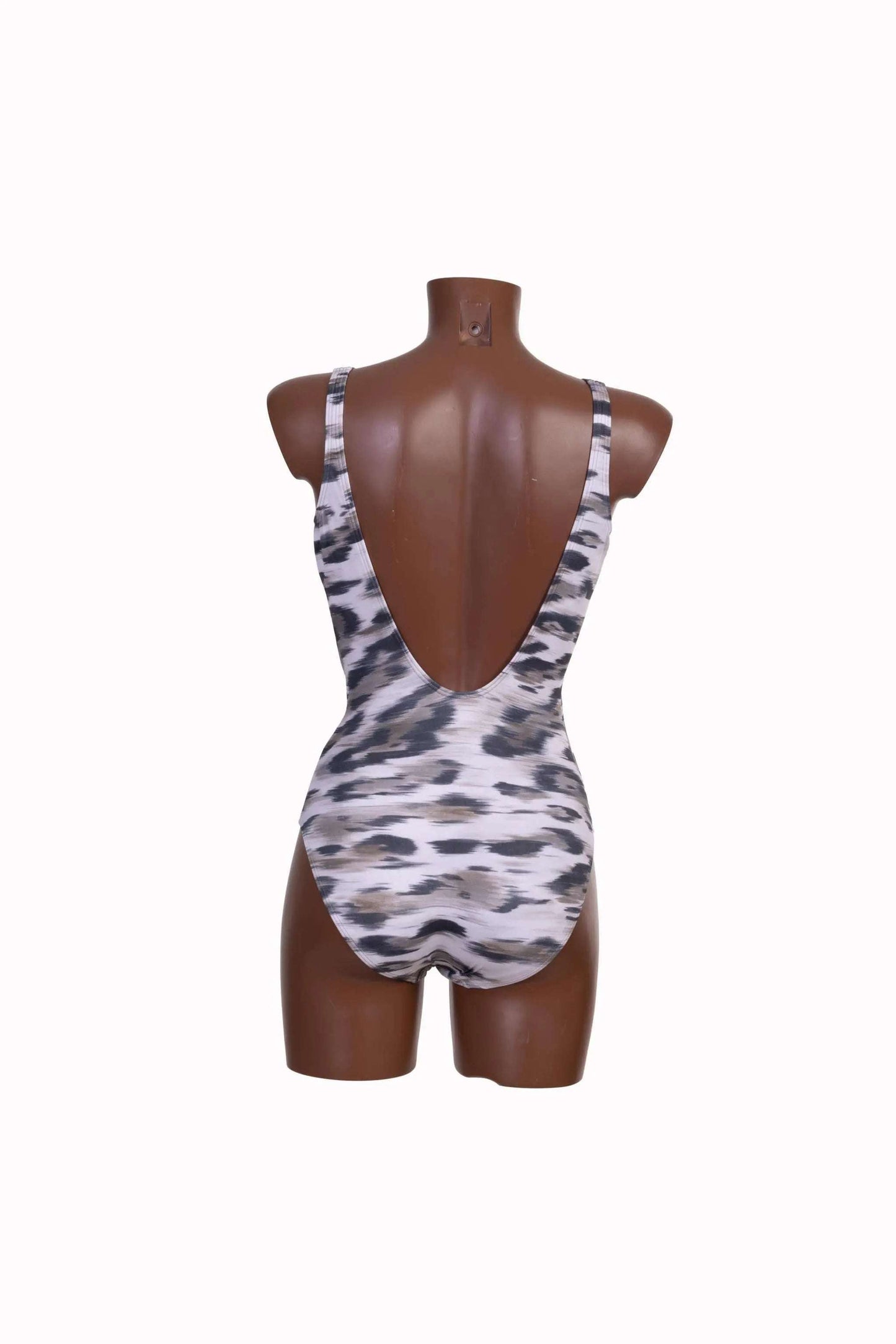 Costume da bagno intero incrociato con stampa animalier vista posteriore
