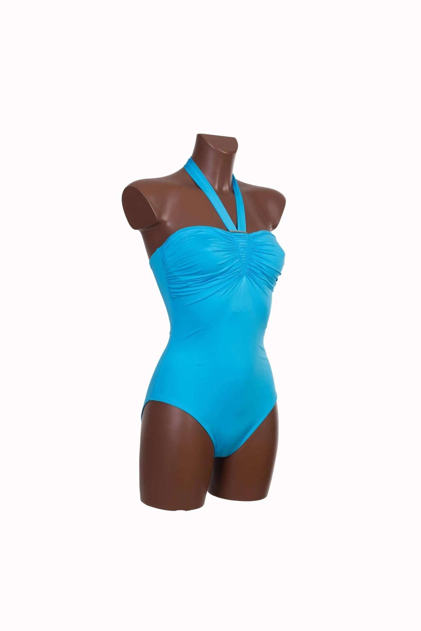 costume intero crociera azzurro con scollo a halter modello elegante