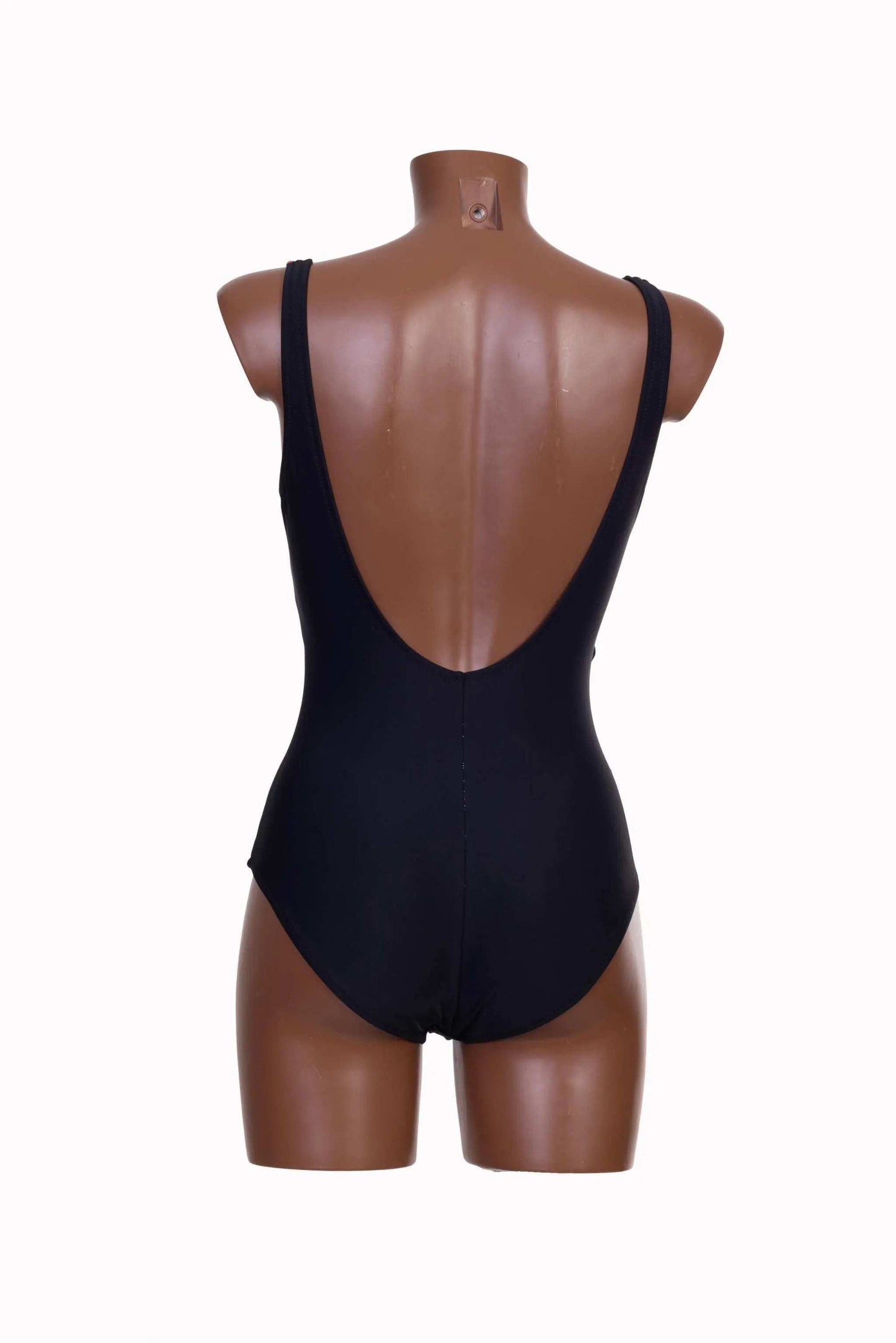 Costume da bagno intero incrociato nero donna vista posteriore