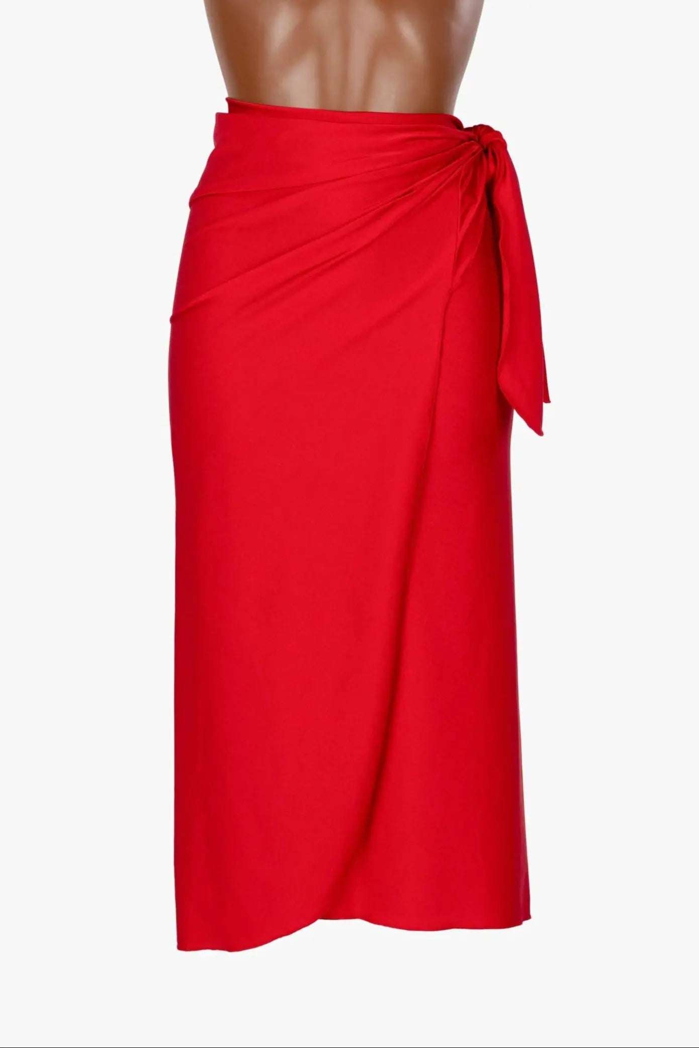 Pareo midi in lycra lucida red skirt with side tie