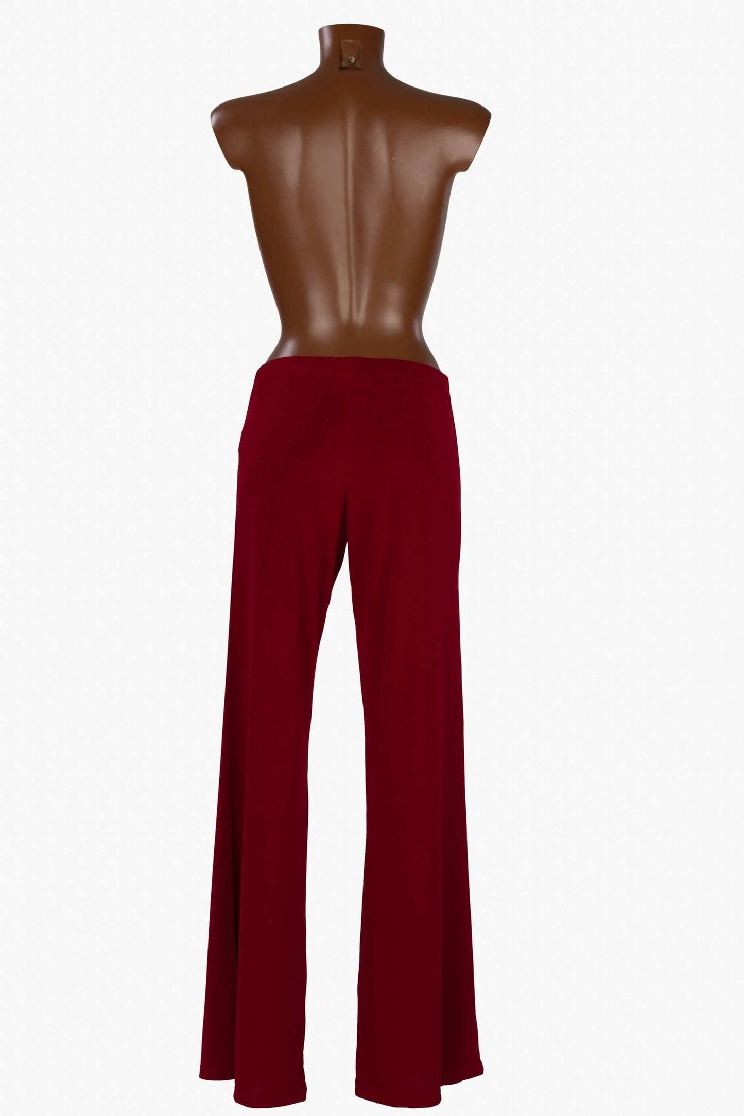 Pantalone T.U pantalone lungo tinta unita con elastico in vita colore rosso marsala