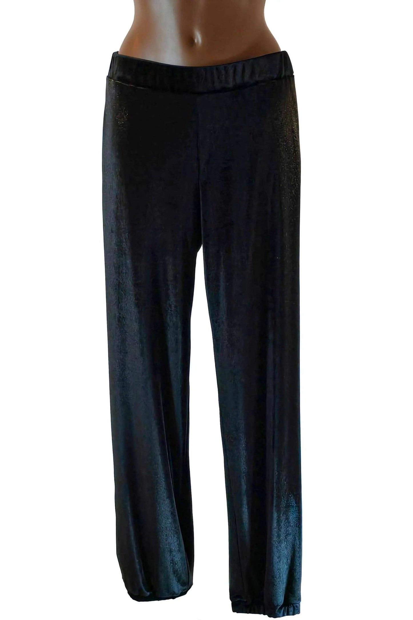 Tuta All Day black velvet women's pants with ankle cuffs for elegant casual wear