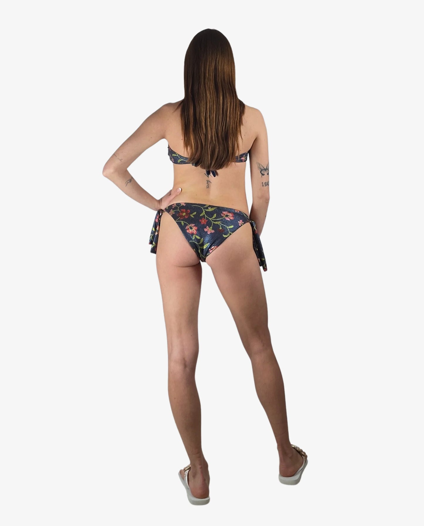 Bikini Fascia Lurex Blu Fantasia Floreale Cruise Collection