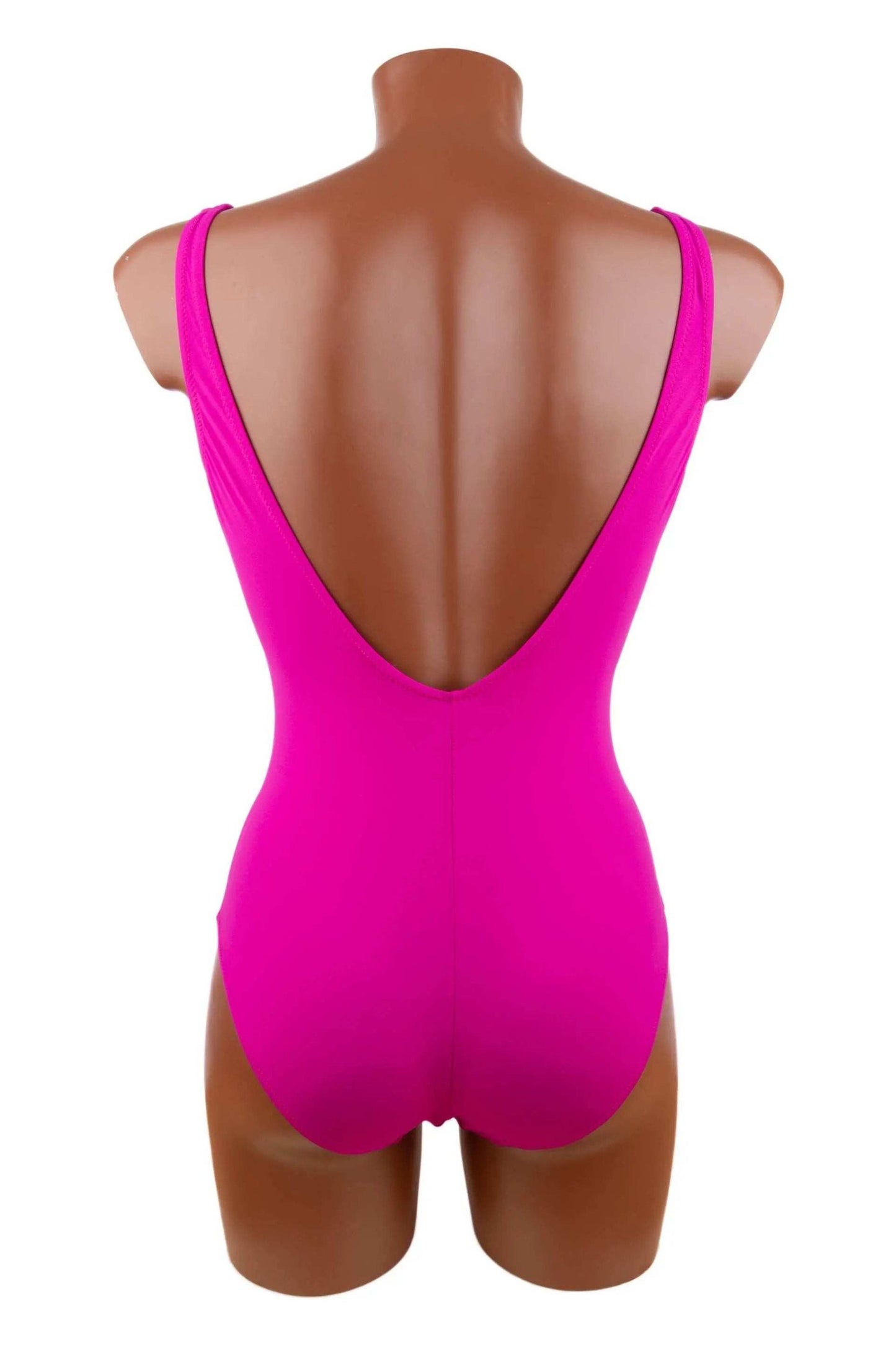 Intero Roidal swimsuit in solid cyclamen pink with deep neckline and gathered underbust for support