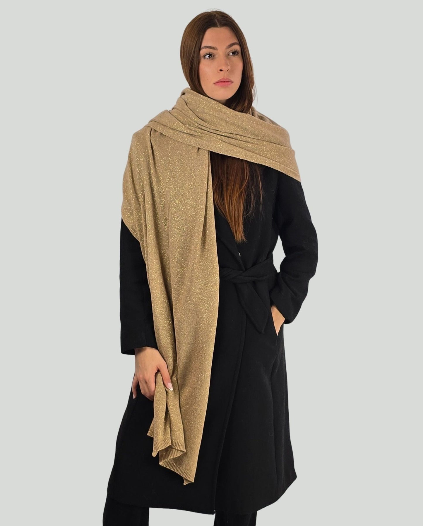 Sciarpa lurex Beige - Soho Moda Mare