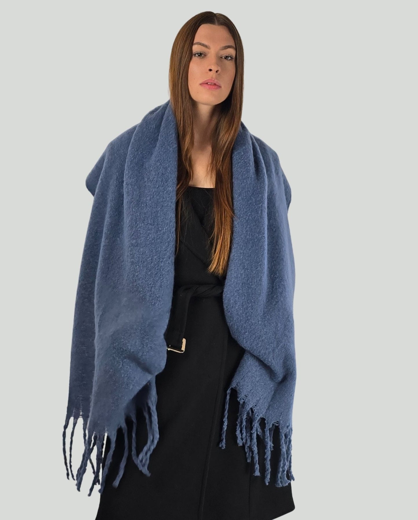 Sciarpa frange blu - Soho Moda Mare