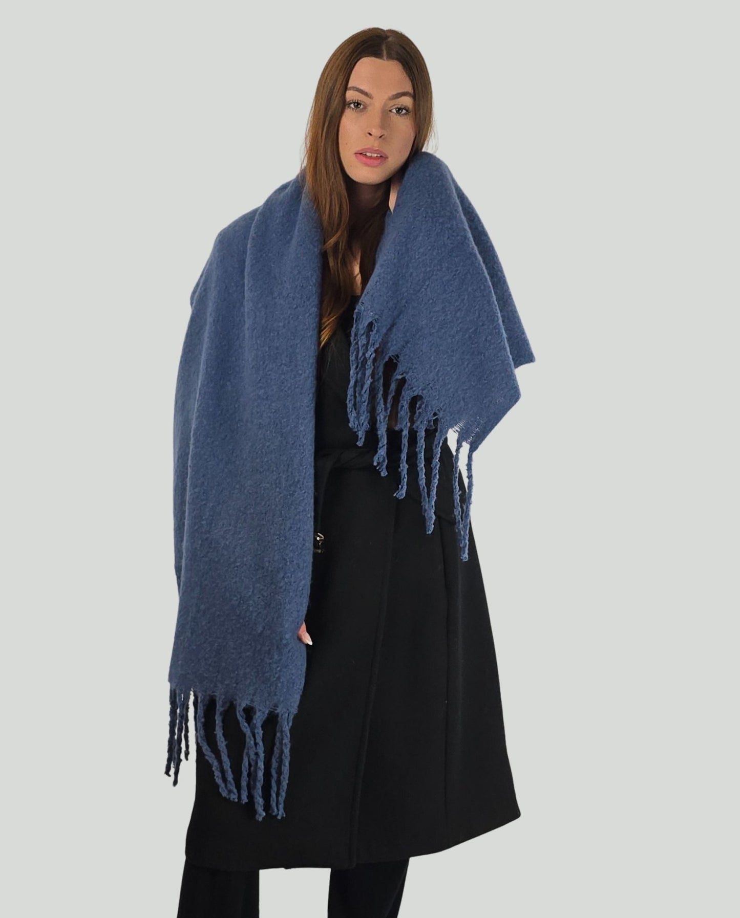 Sciarpa frange blu - Soho Moda Mare