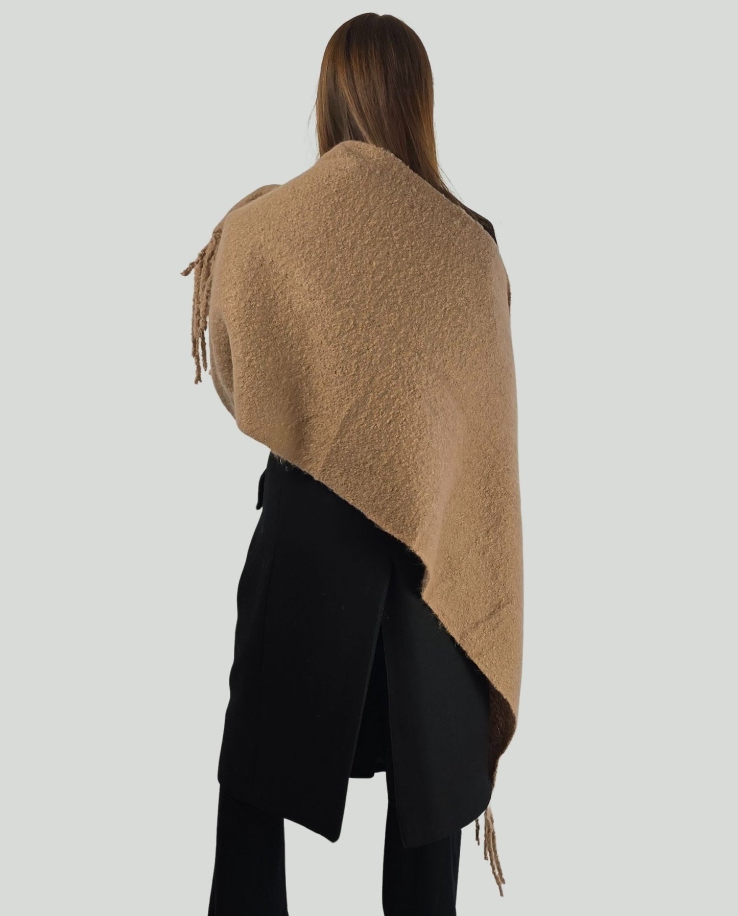 Sciarpa frange camel - Soho Moda Mare