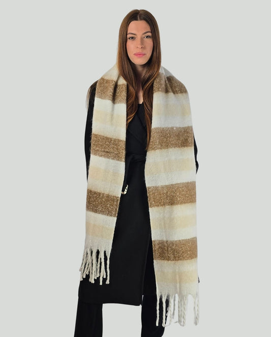 Sciarpa a righe con frange - Soho Moda Mare