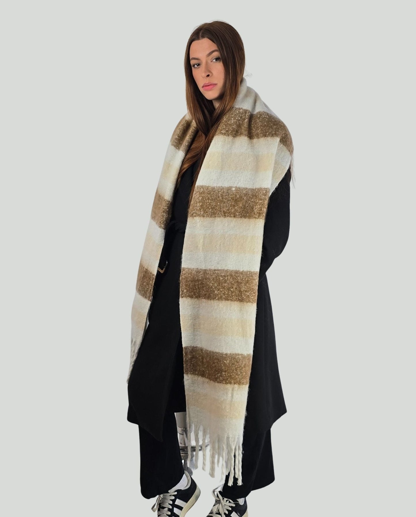 Sciarpa a righe con frange - Soho Moda Mare
