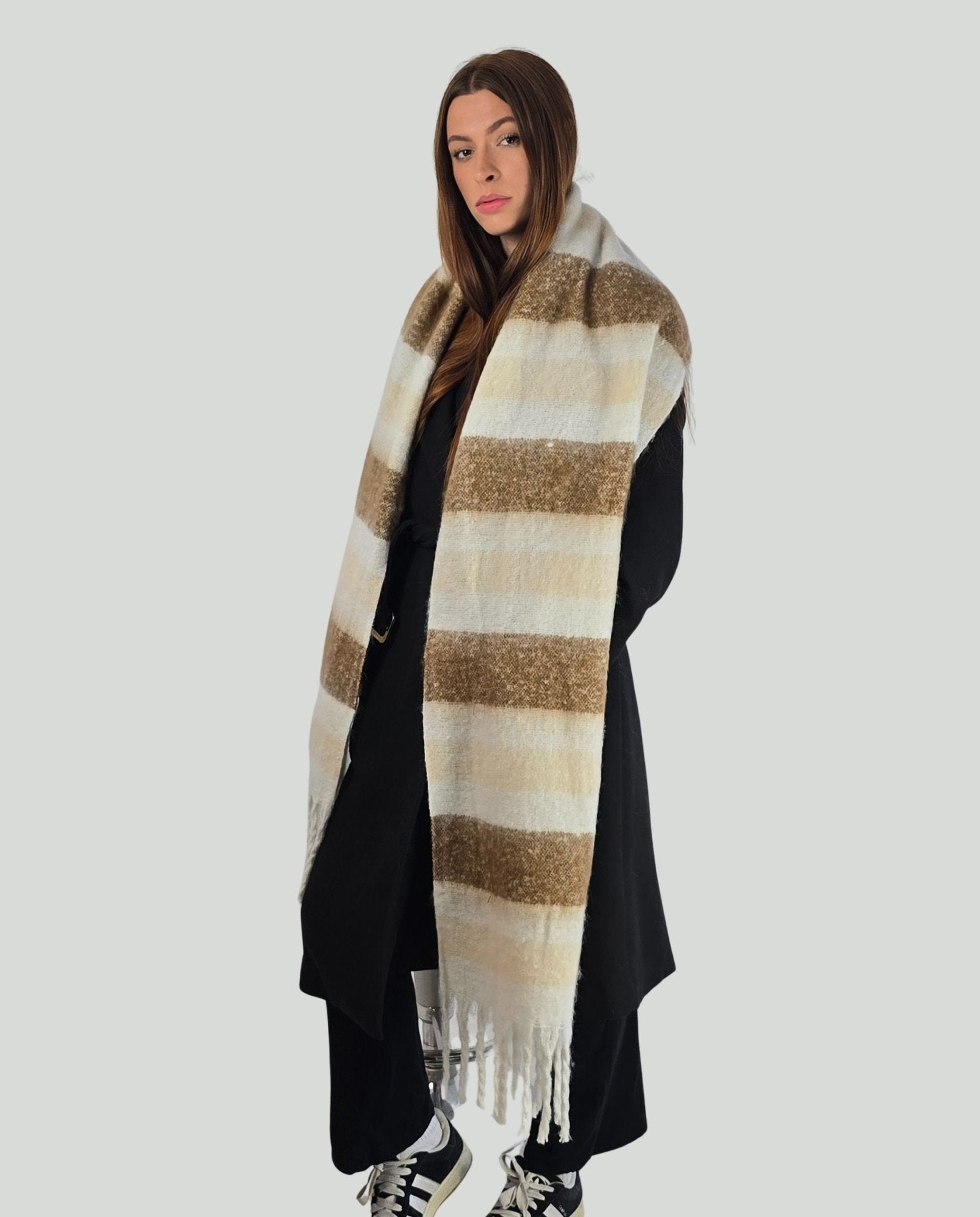 Sciarpa a righe con frange - Soho Moda Mare