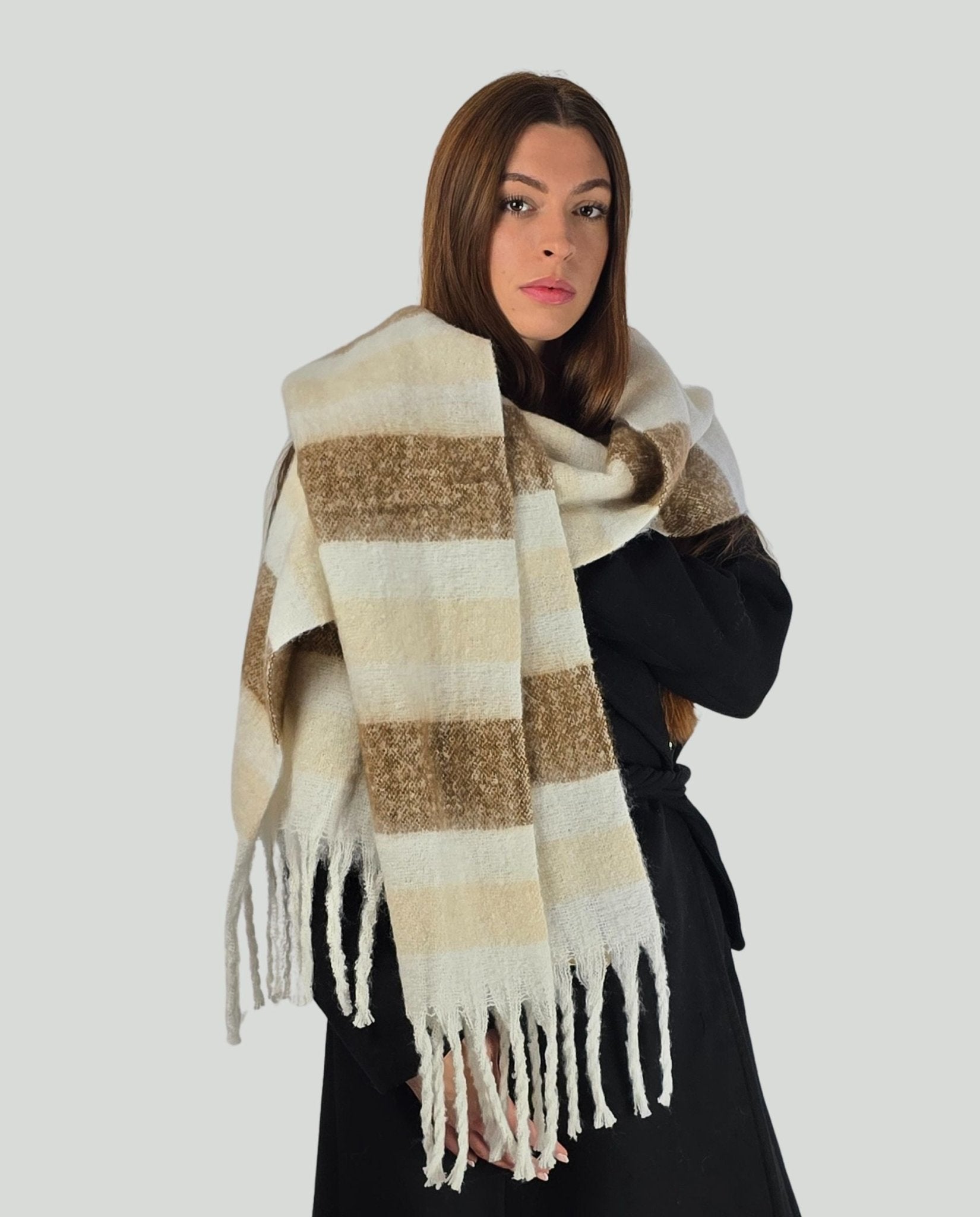 Sciarpa a righe con frange - Soho Moda Mare