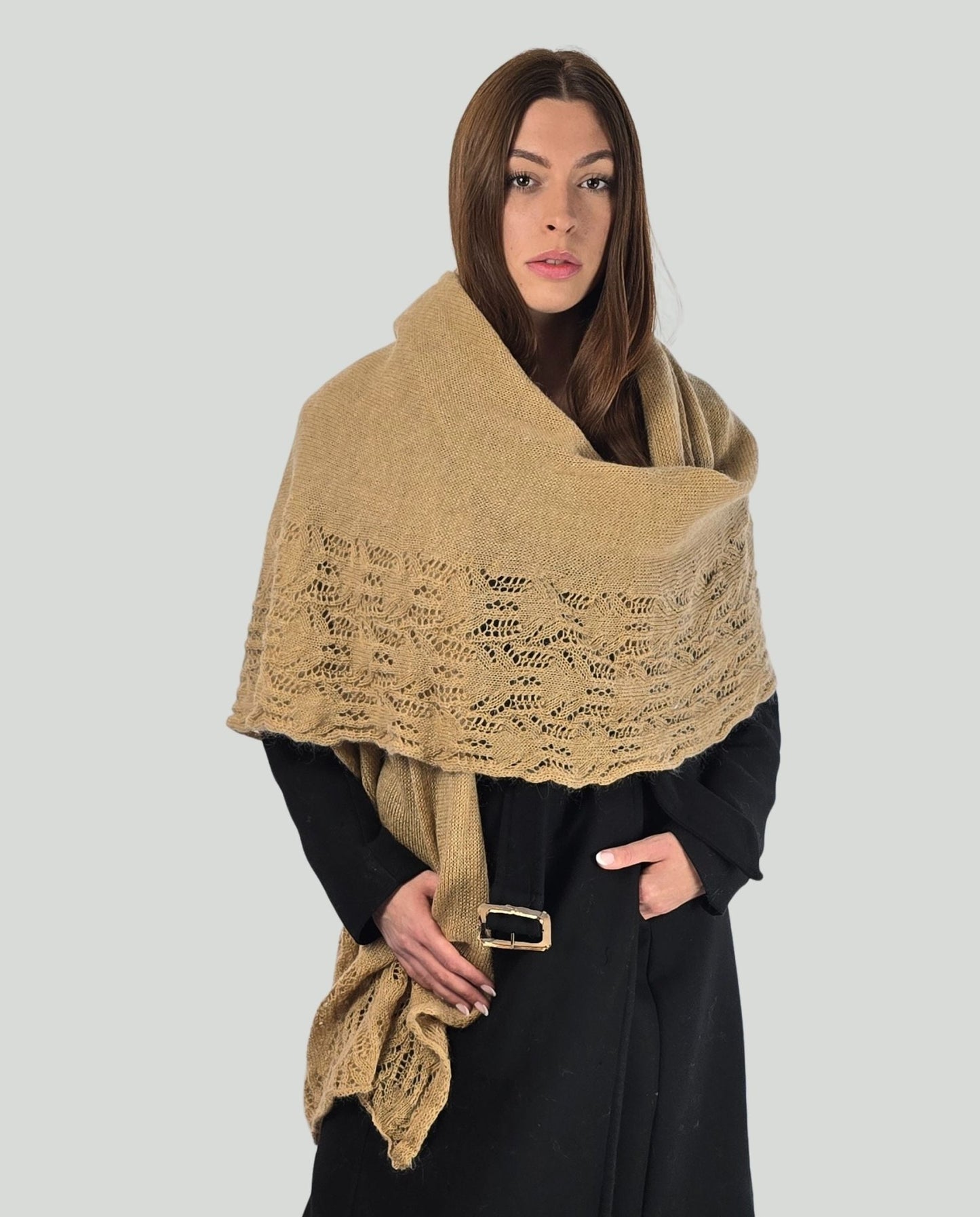 Stola Mohair nocciola - Soho Moda Mare