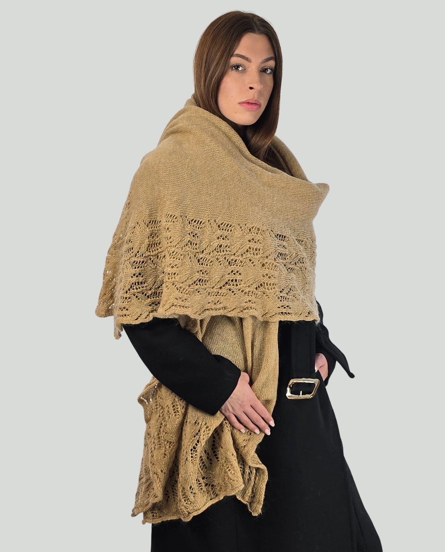 Stola Mohair nocciola - Soho Moda Mare