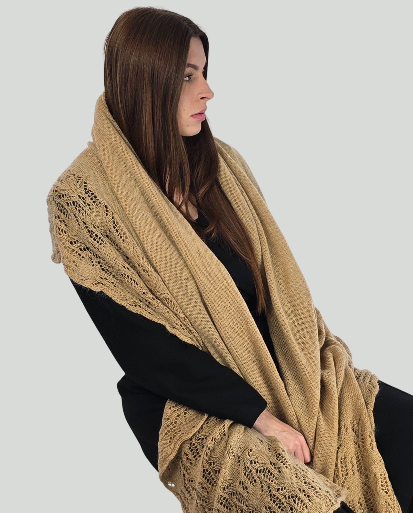 Stola Mohair nocciola - Soho Moda Mare