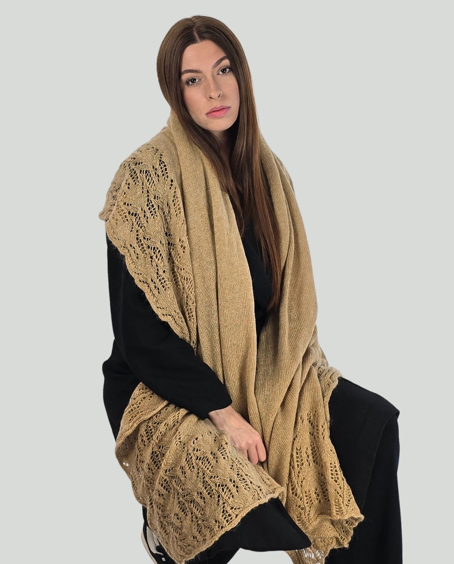 Stola Mohair nocciola - Soho Moda Mare