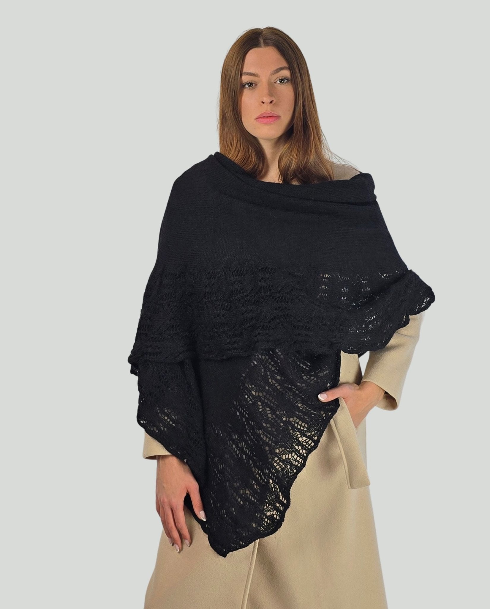 Stola Mohair nero - Soho Moda Mare