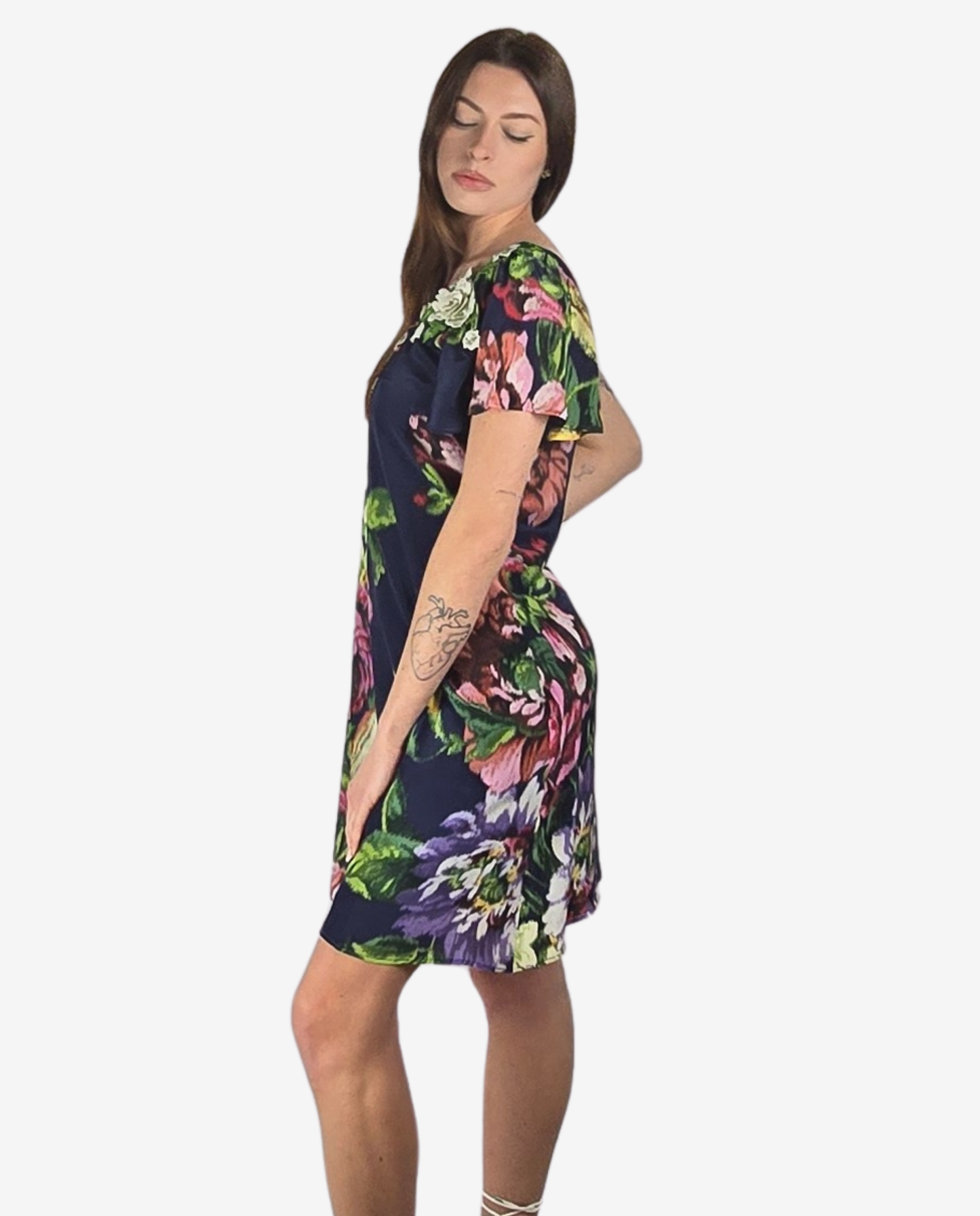 Abito Monospalla Fantasia Floreale Blu Cruise Collection