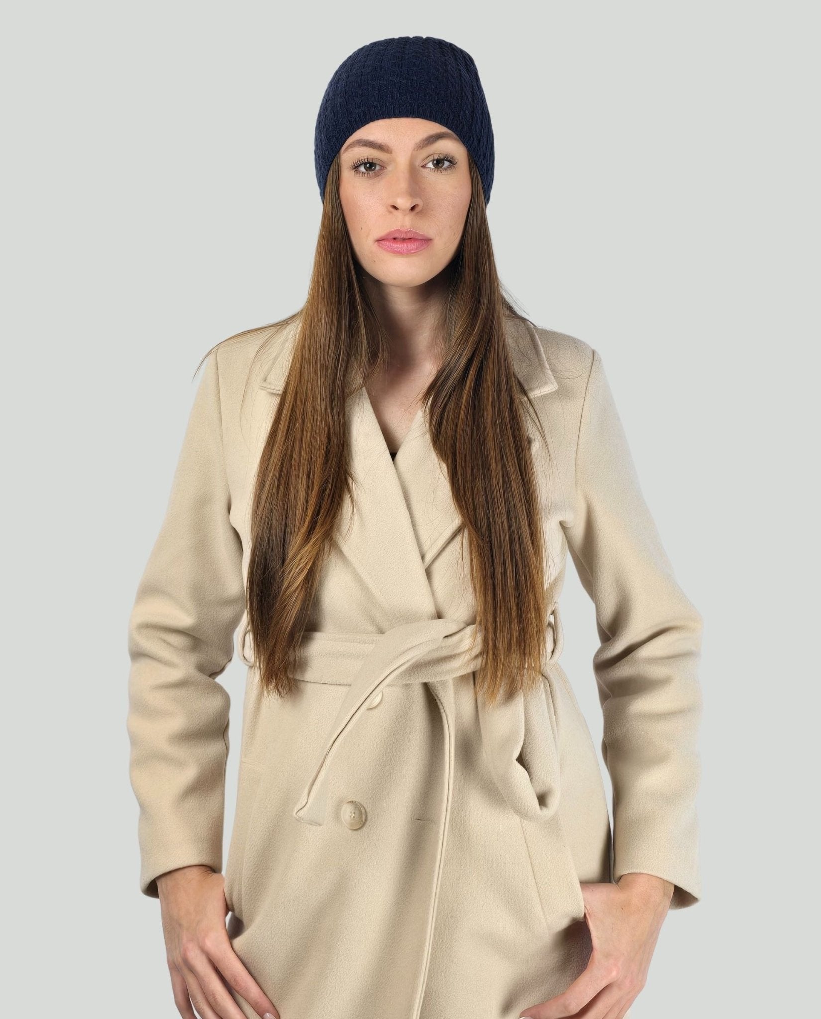 Cuffia cachemire Blu - Soho Moda Mare