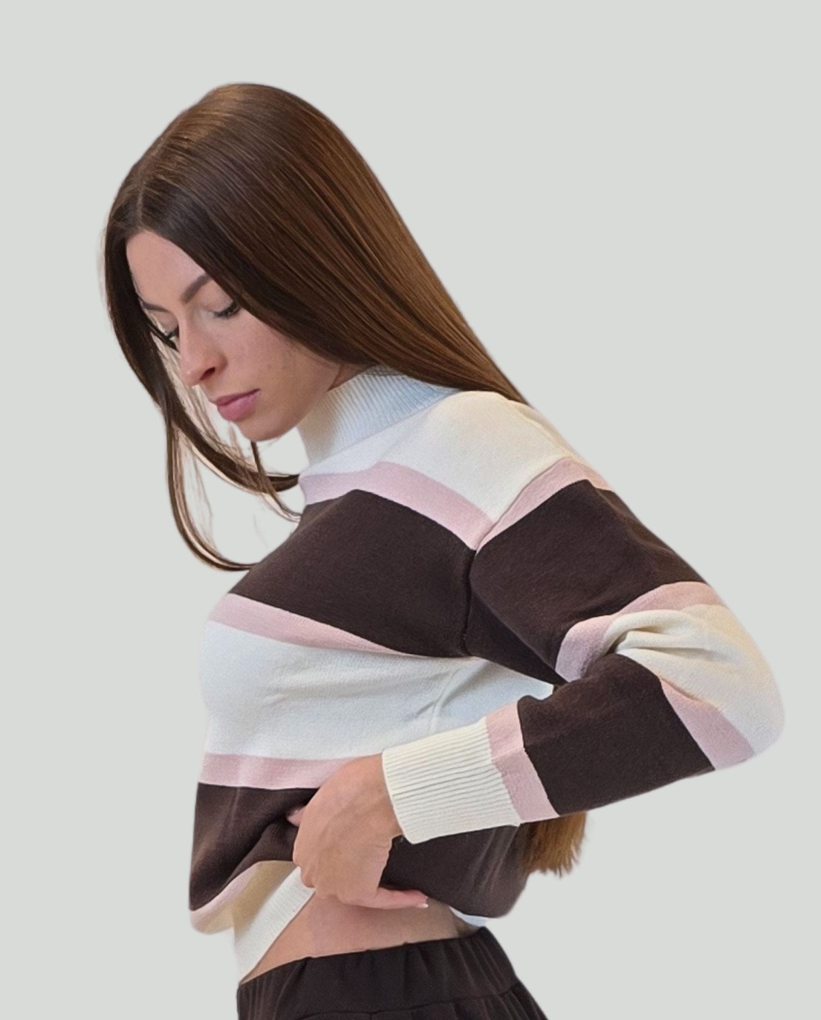 Pullover Burro/Moka/Cipria - Soho Moda Mare