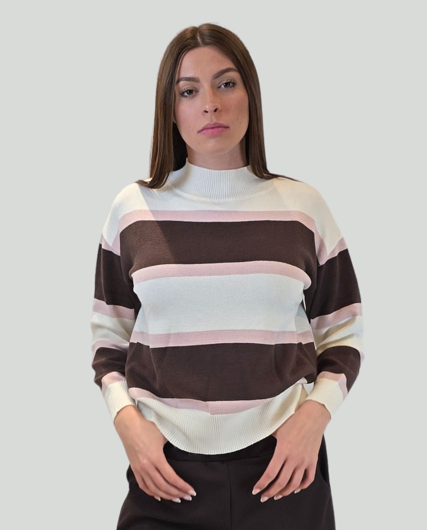 Pullover Burro/Moka/Cipria - Soho Moda Mare