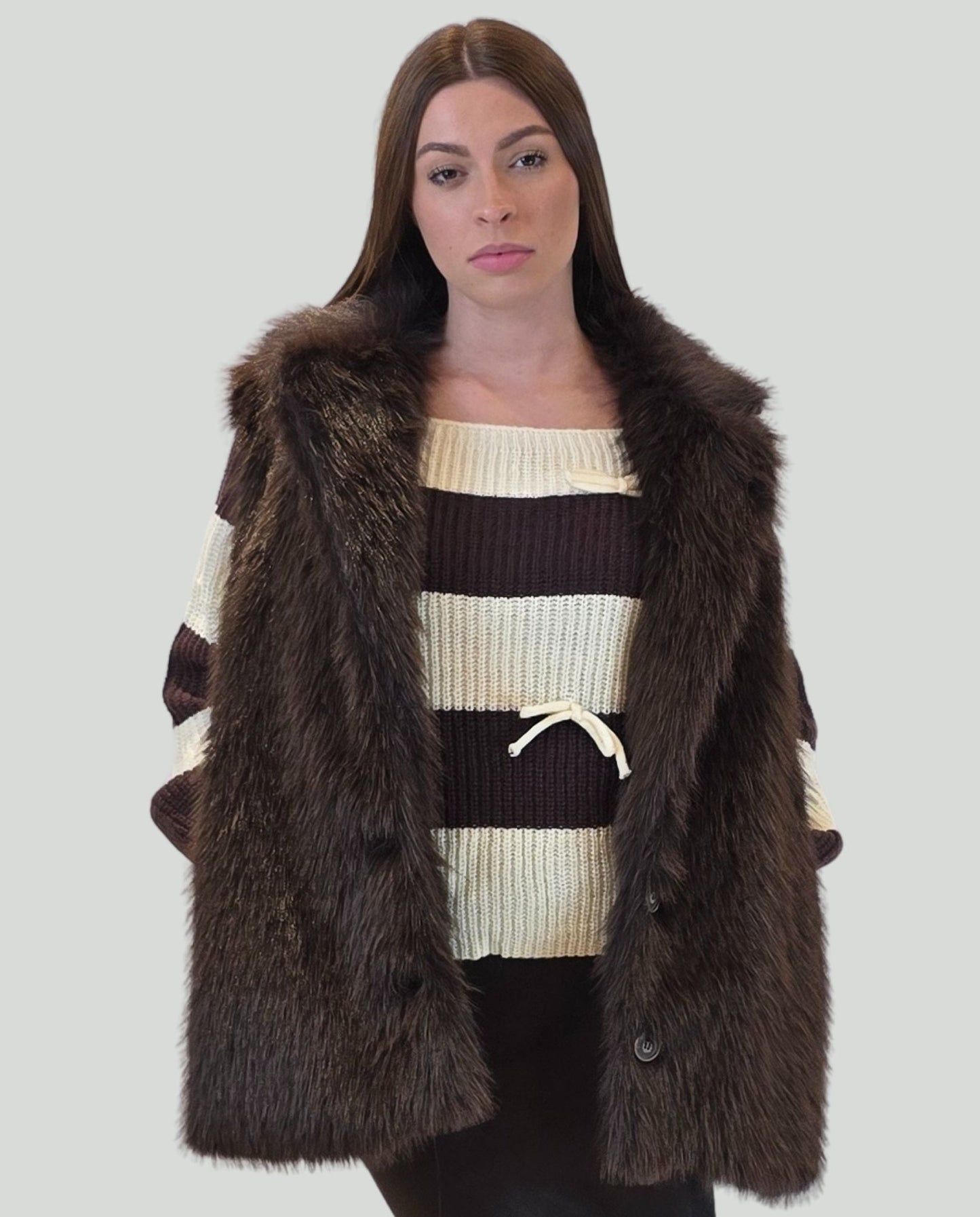 Gilet pelliccia moka - Soho Moda Mare