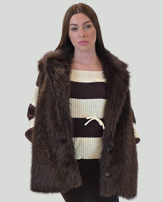 Gilet pelliccia moka - Soho Moda Mare