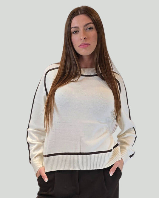 Pullover riga a contrasto - Soho Moda Mare