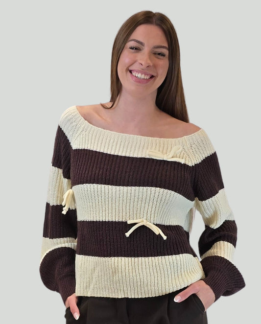 Pullover Burro/Moka - Soho Moda Mare