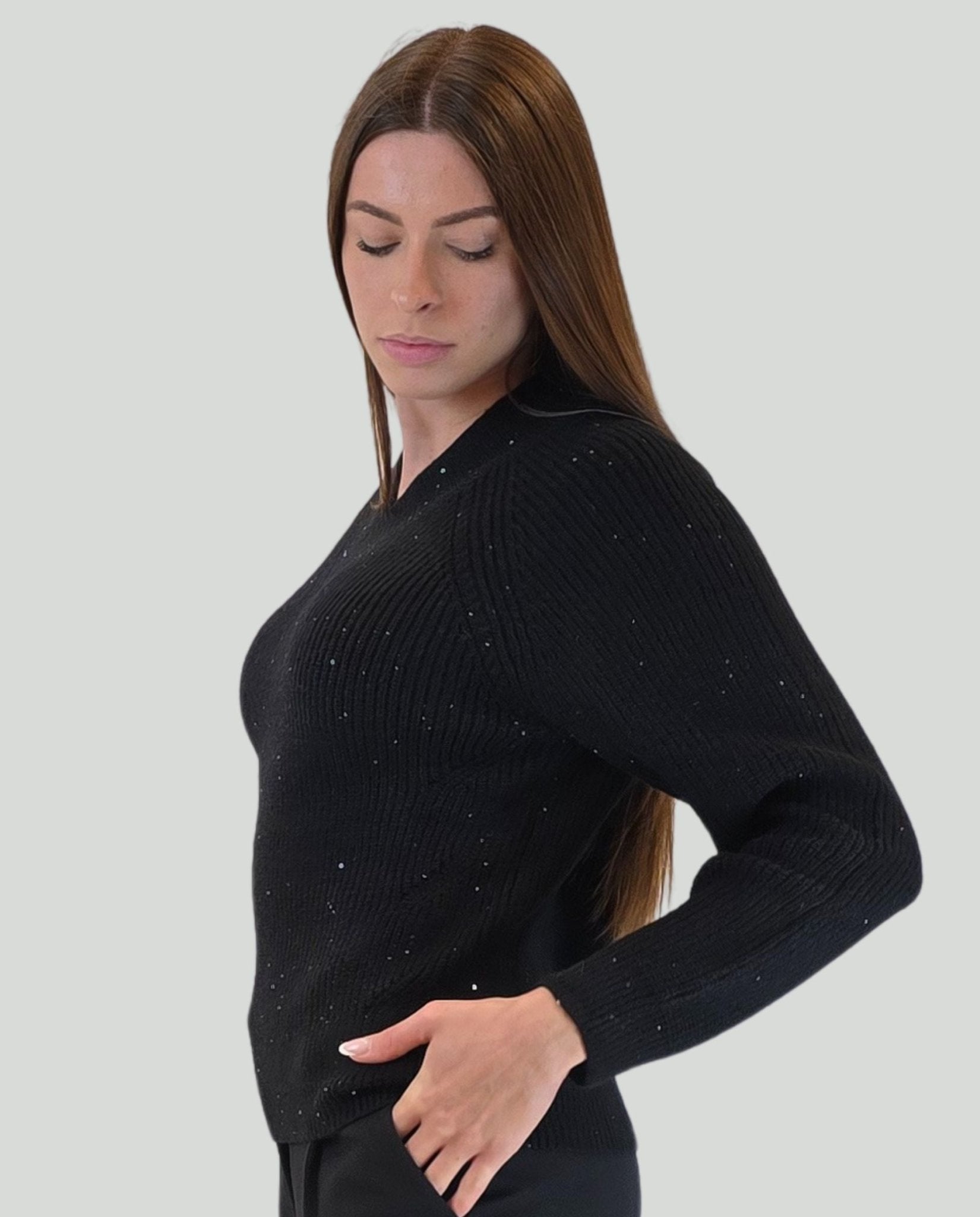 Pullover Nero punti luce - Soho Moda Mare