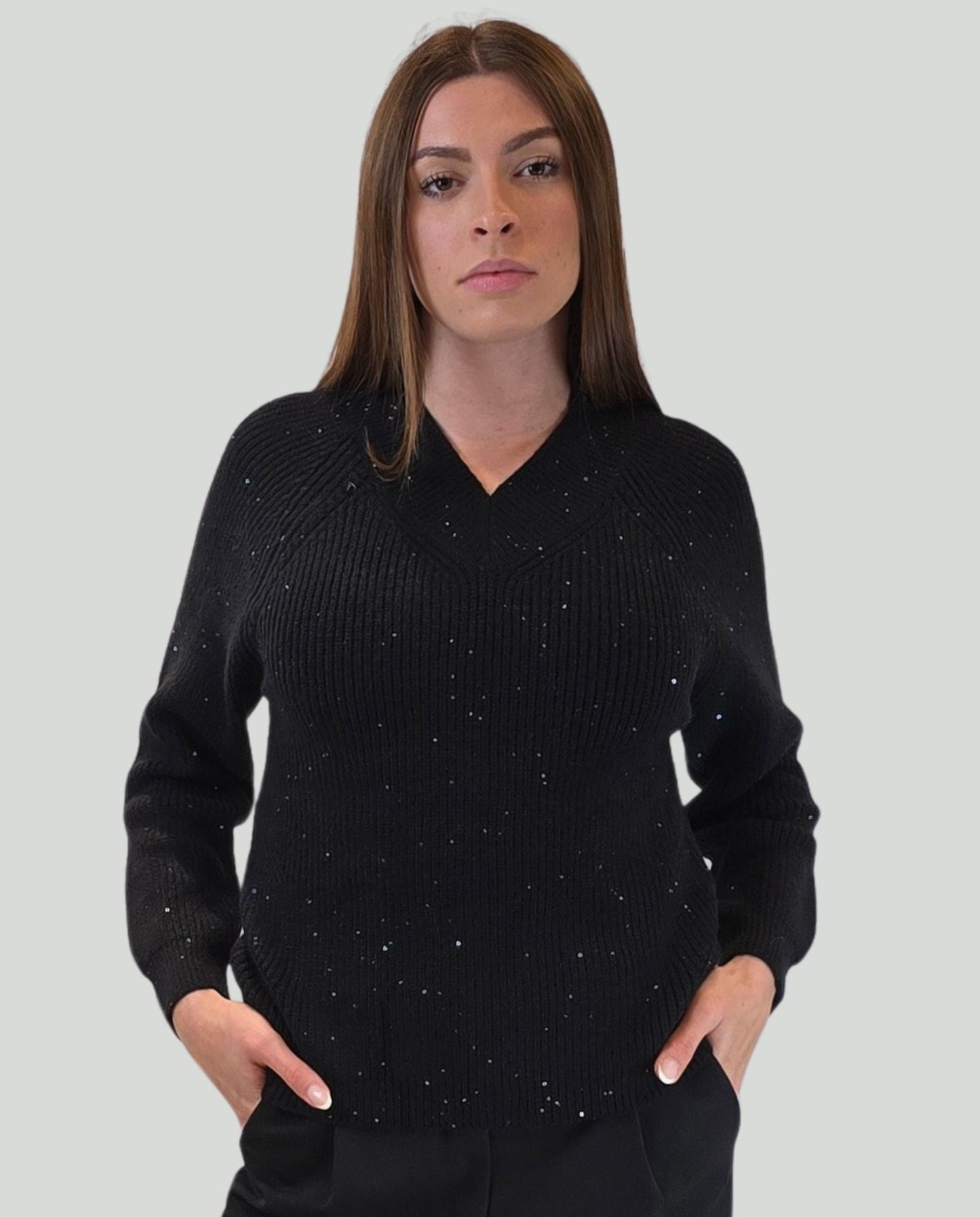 Pullover Nero punti luce - Soho Moda Mare