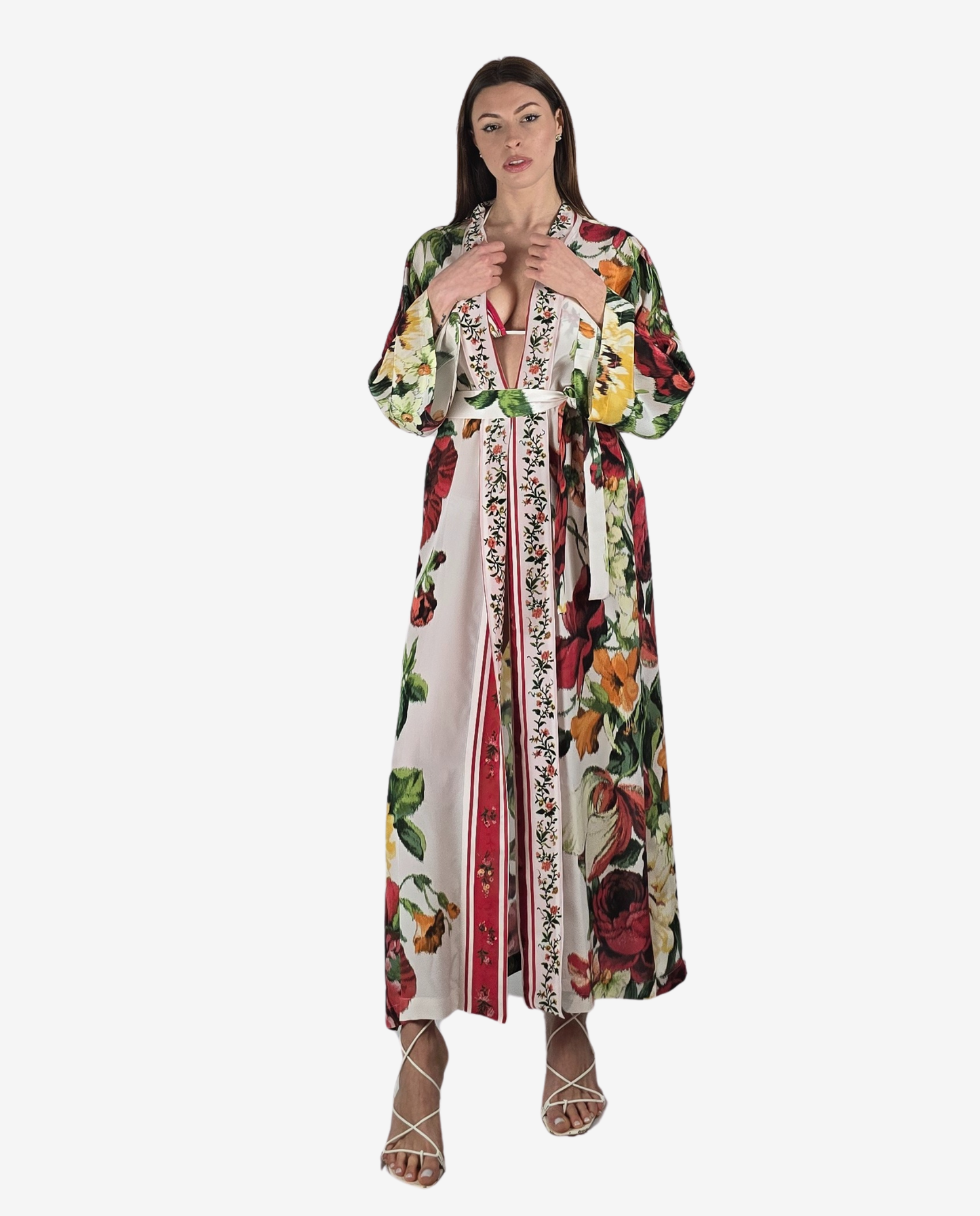 Kimono Lungo Fantasia Floreale Multicolor Cruise Collection