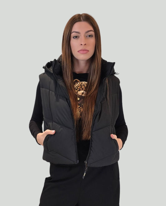 Piumino smanicato Nero - Soho Moda Mare