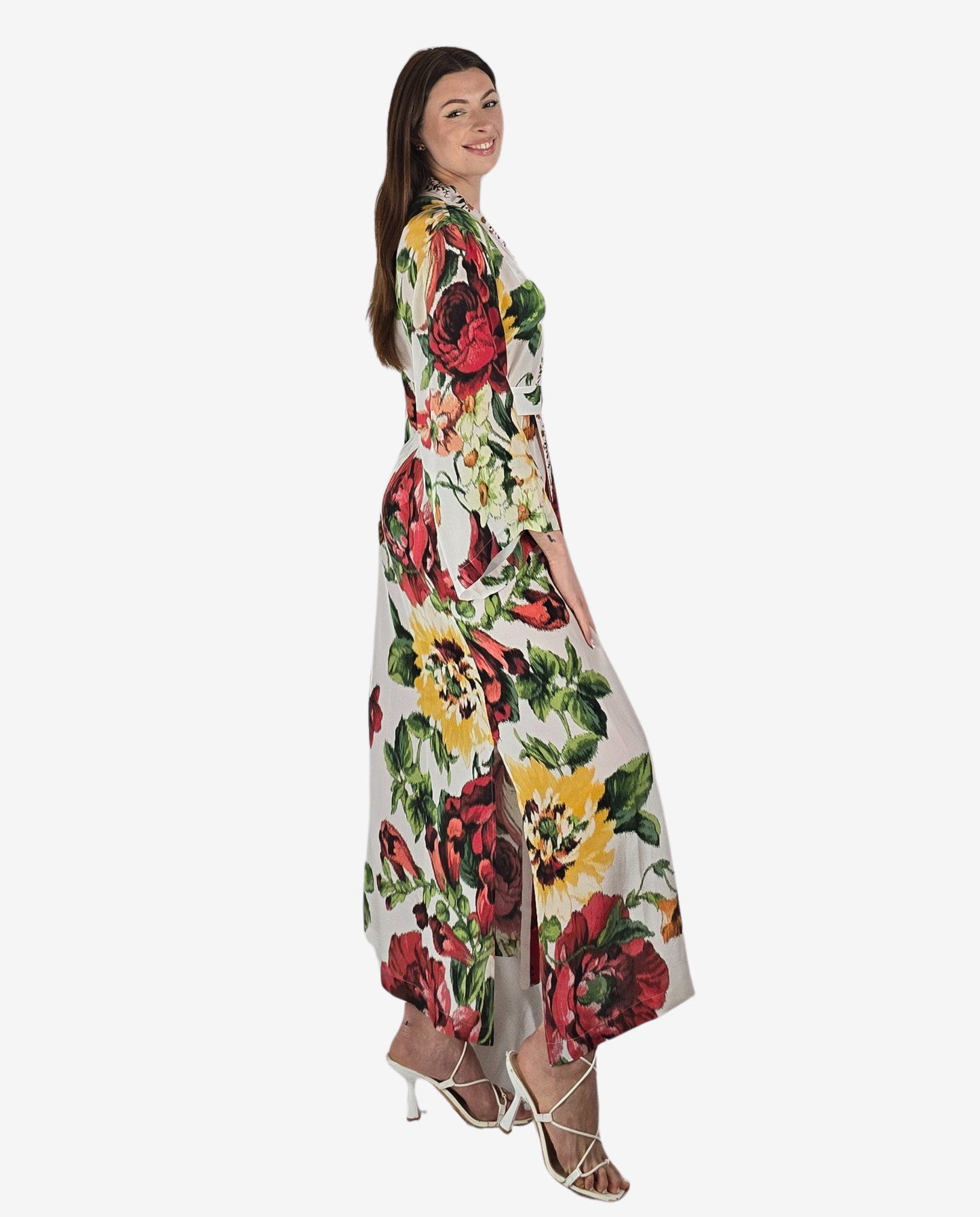 Kimono Lungo Fantasia Floreale Multicolor Cruise Collection