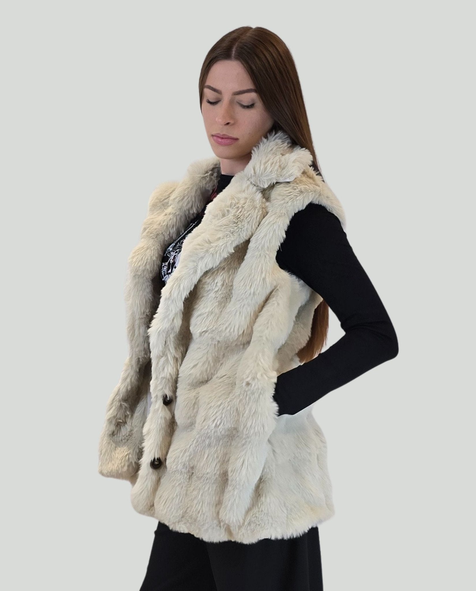 Gilet pelliccia burro - Soho Moda Mare