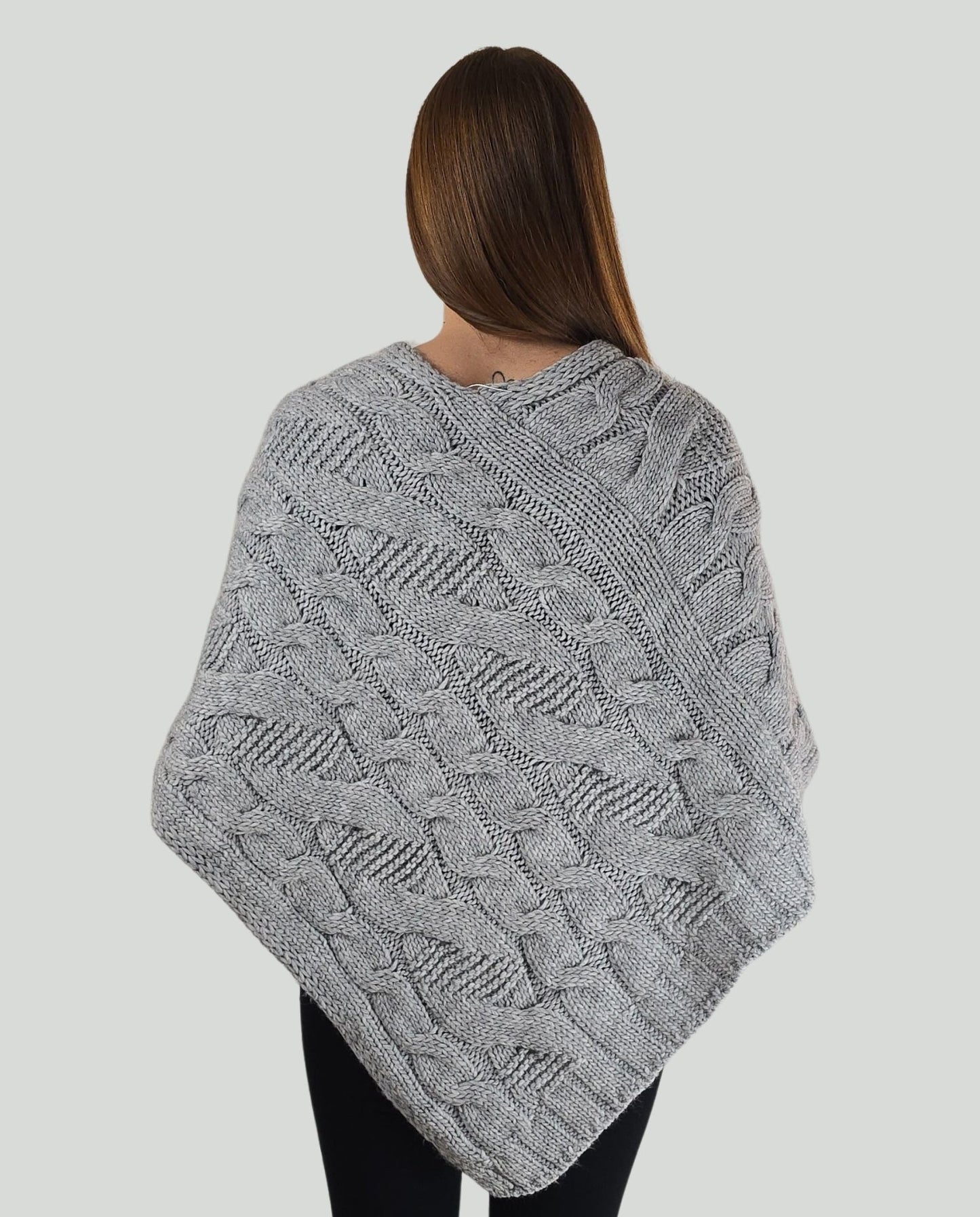 Poncho treccie Grigio - Soho Moda Mare