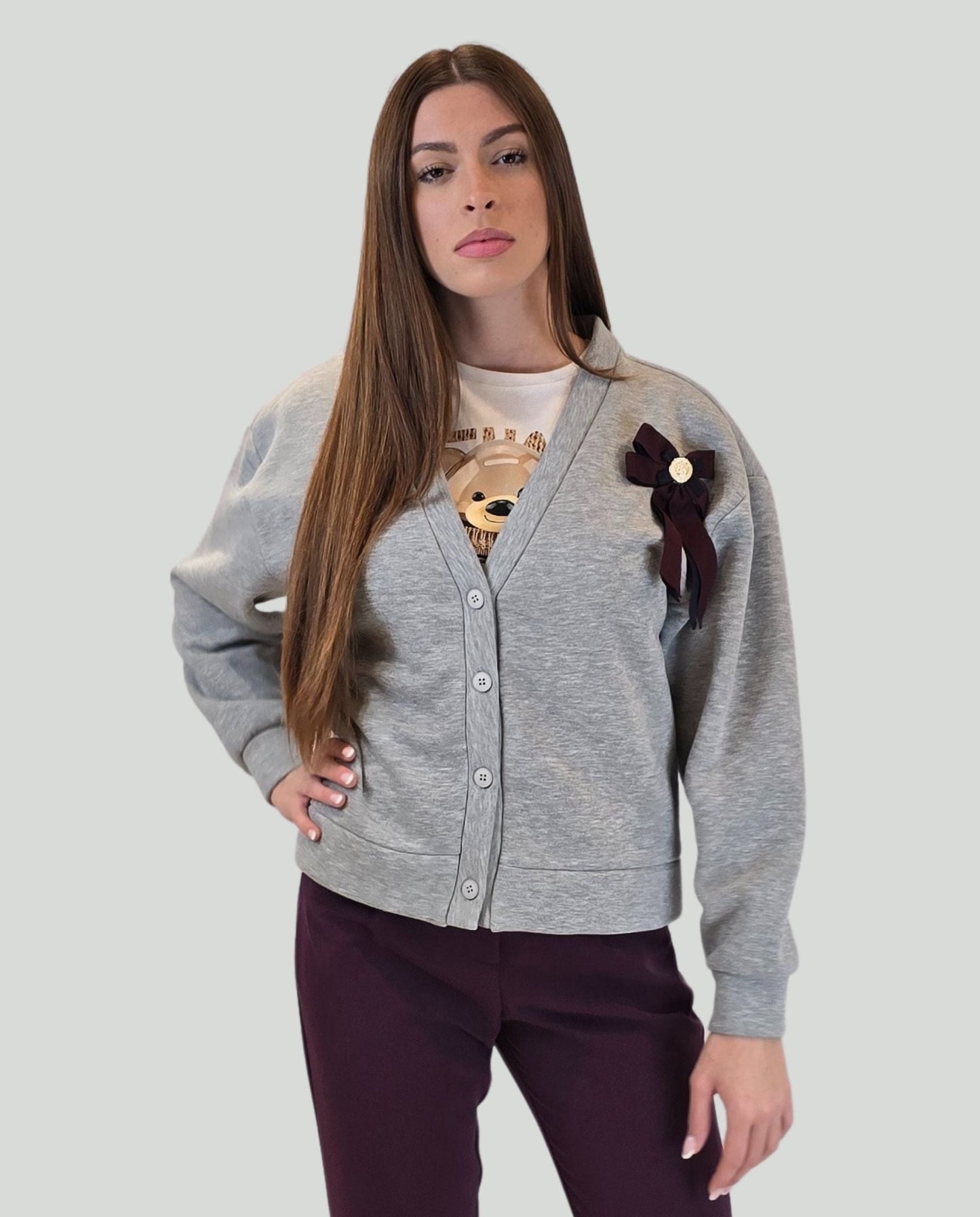 Felpa fiocco Grigio - Soho Moda Mare