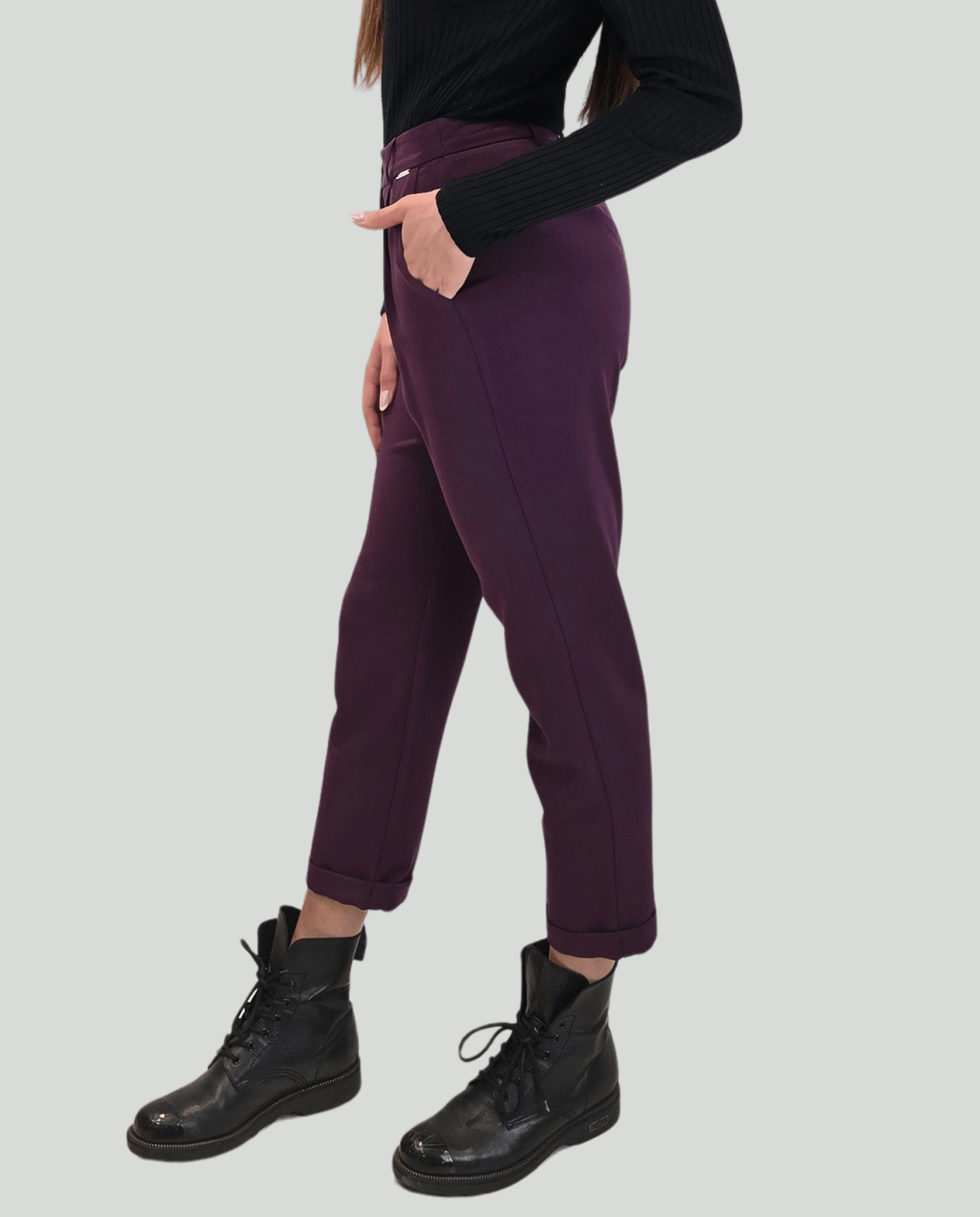 Pantalone zip Borgogna - Soho Moda Mare