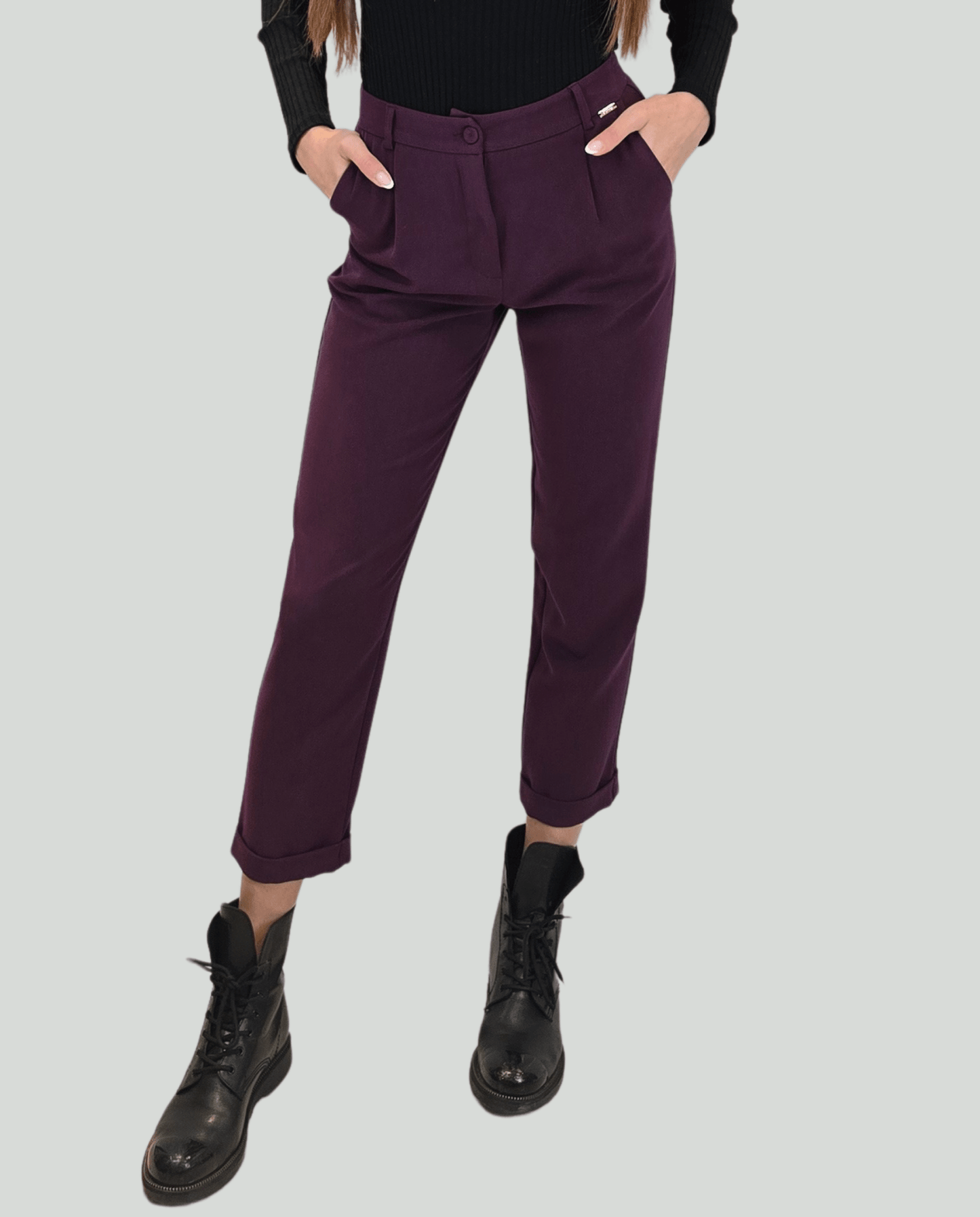 Pantalone zip Borgogna - Soho Moda Mare