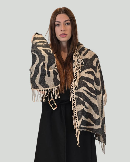 Sciarpa Zebrata frange - Soho Moda Mare